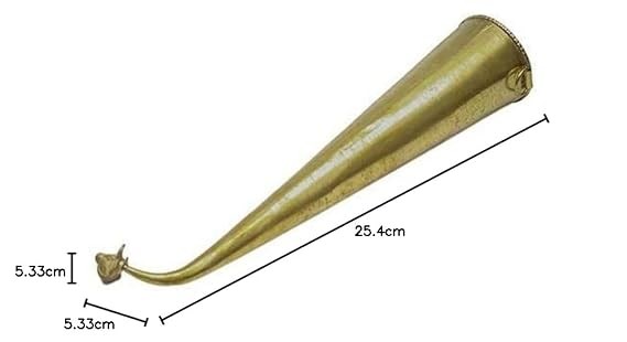 Brass Gaumukhi Shringi for Abhishek, Bathing Pot for Gods, Shringi Pipe 10 cm