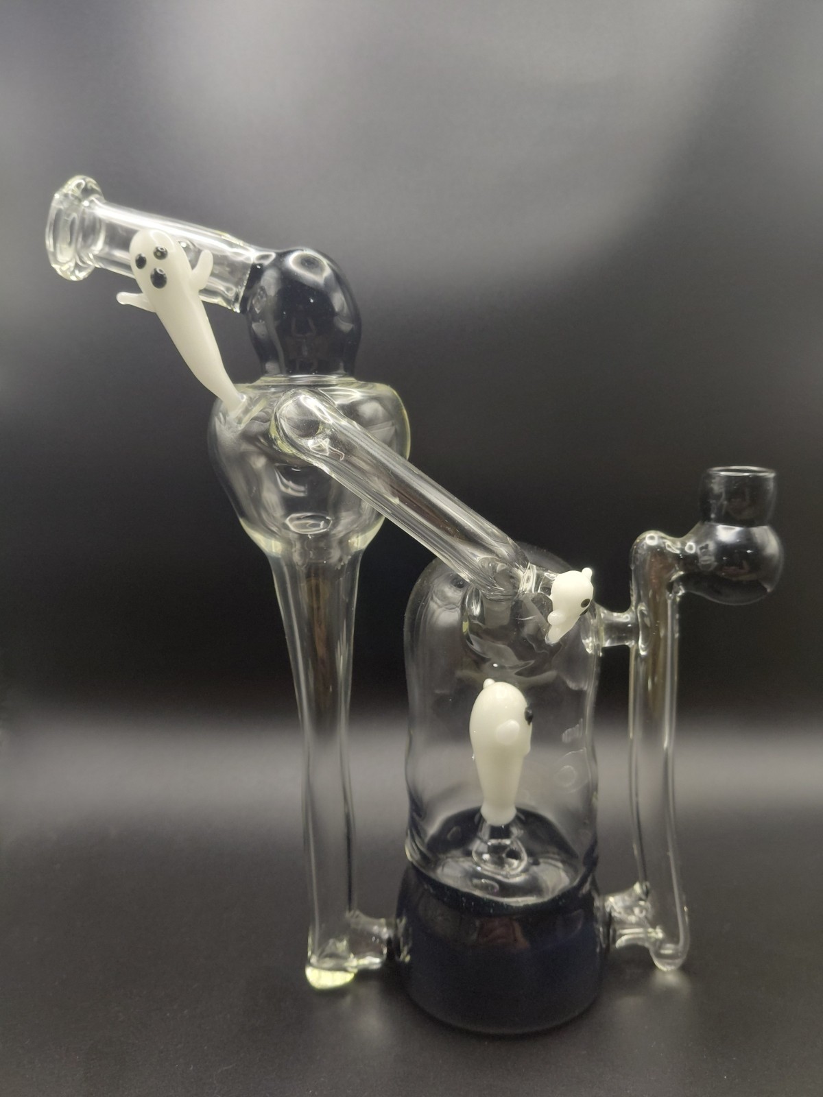 Clear and Black Glass Ghost Rig with Built-In Perc