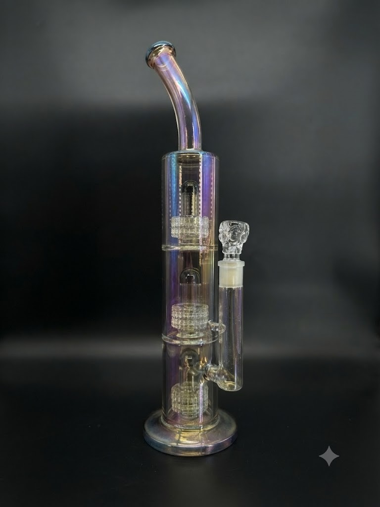 16in Heavy Thick Glass Bong Water Pipe Hookah Bongs with Skull catcher Black