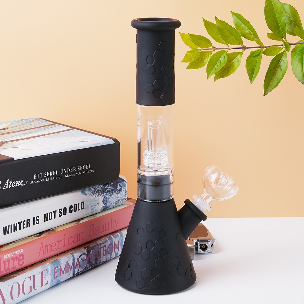 12&Prime; Heavy Duty Glass Bong Silicone Water Pipe Smoking Tobacco Beaker 14MM Bowl