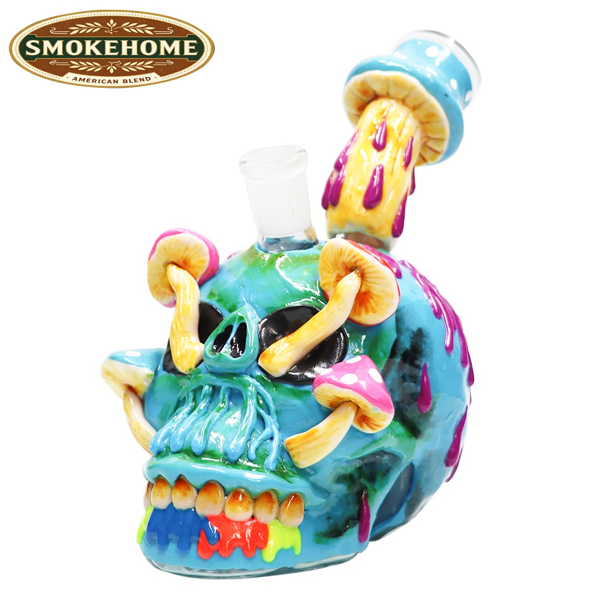 Skull Head 6IN Glass Bong and Water Pipes Smoking Perc Bongs Hookah w/14mm bowls