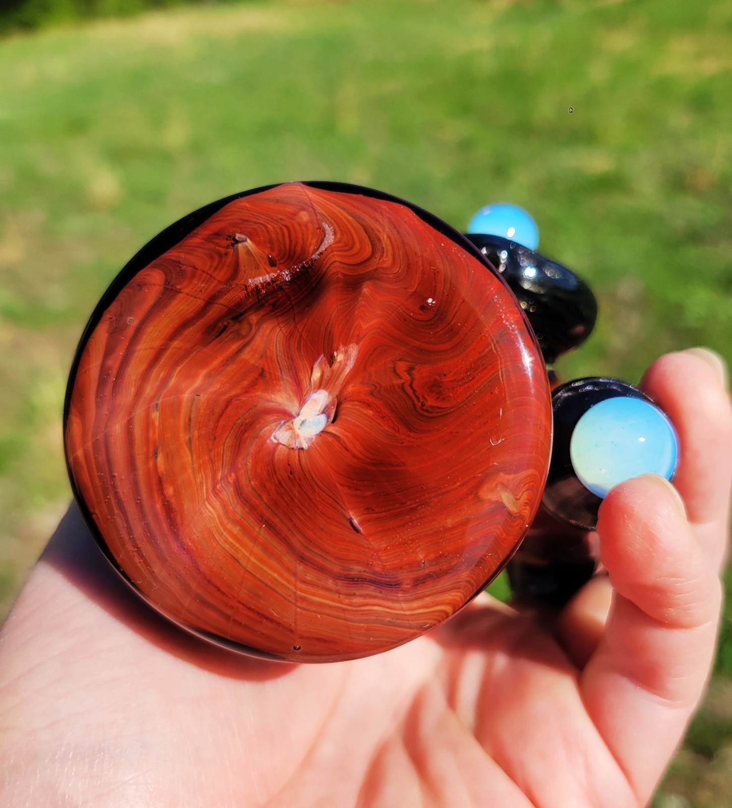 Mahogany Woodgrain Glass Stand Up Cavalier Sherlock Water Bubbler Pipe USA Made