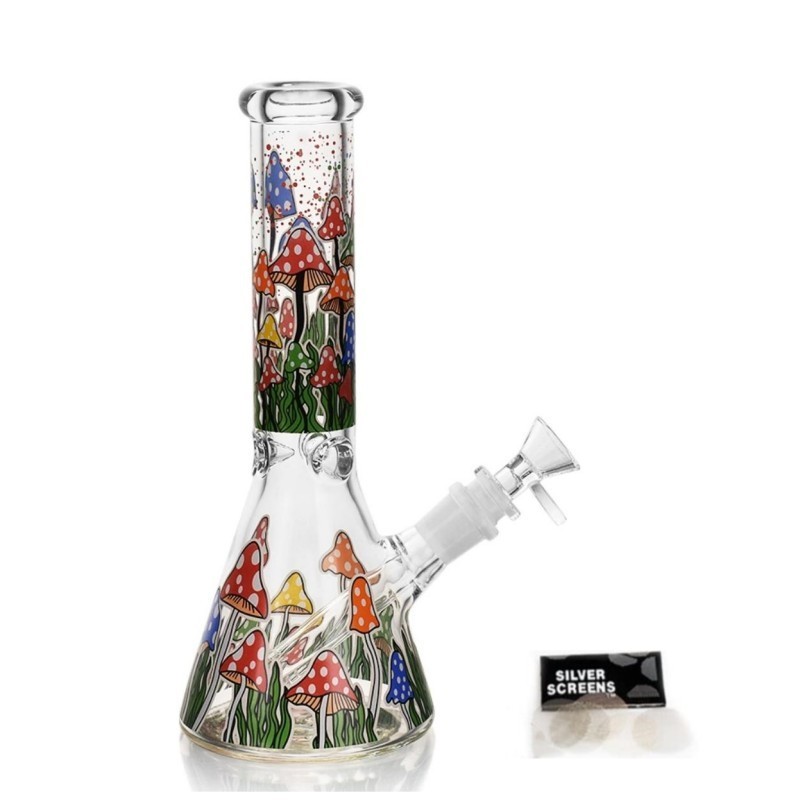 11Inch Bongs Color Mushroom Glass Bong Smoking Hookah Glass Water Pipe 14mm Bowl