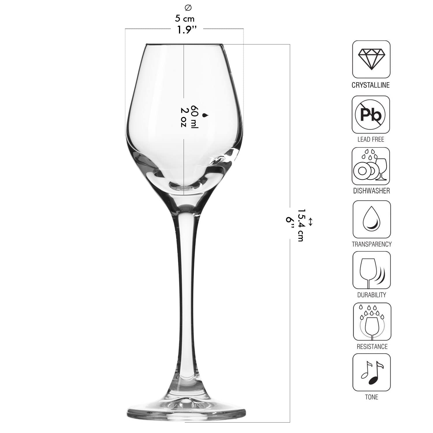 Krosno Grappa, Schnapps & Liqueur Glasses | 6-Piece Set | 2.0 oz | Splendour …