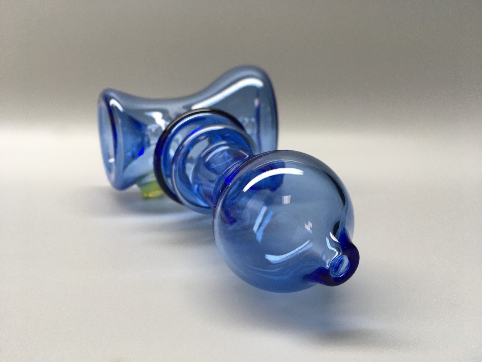 6 Inch Blue Bubbler Glass Hand Pipe Bowl w/ green air vent,Handmade(Tobacco Use)