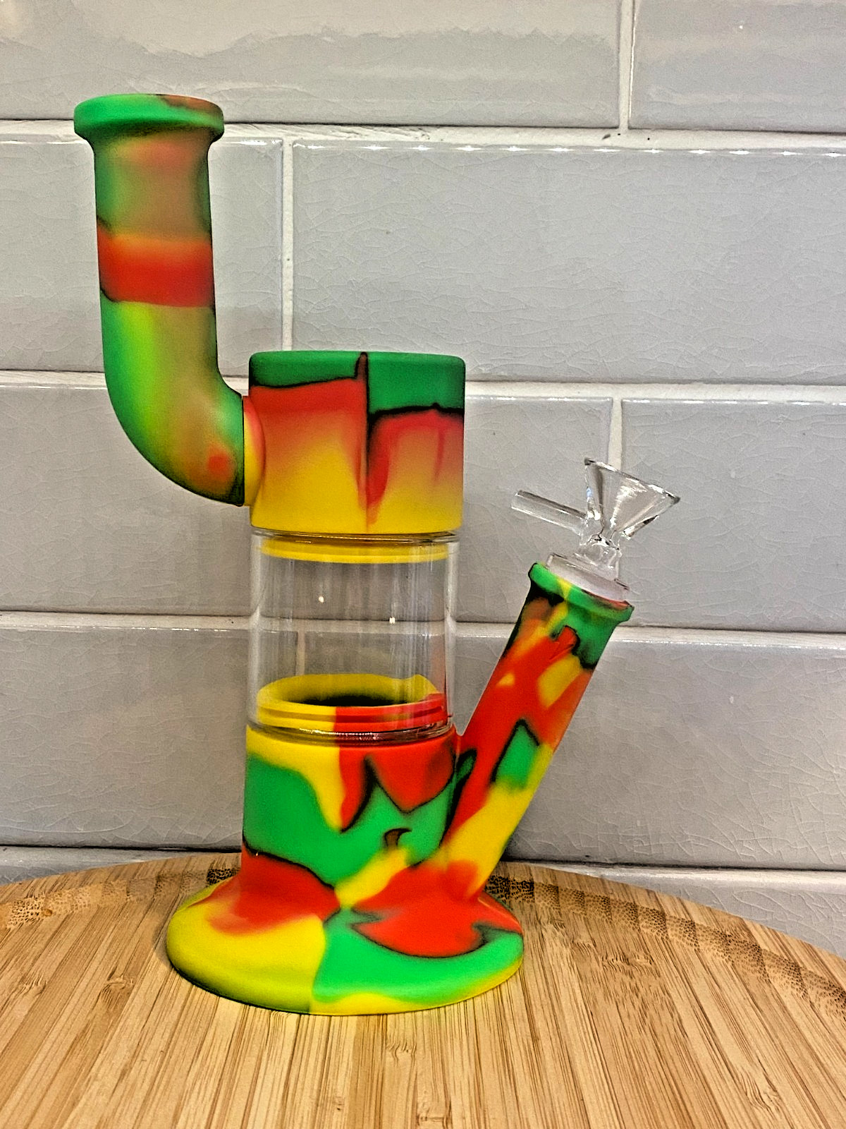 8&Prime; Silicone/glass Hookah Smoking Bong Water Pipe Glass Bowl US SHIP random color