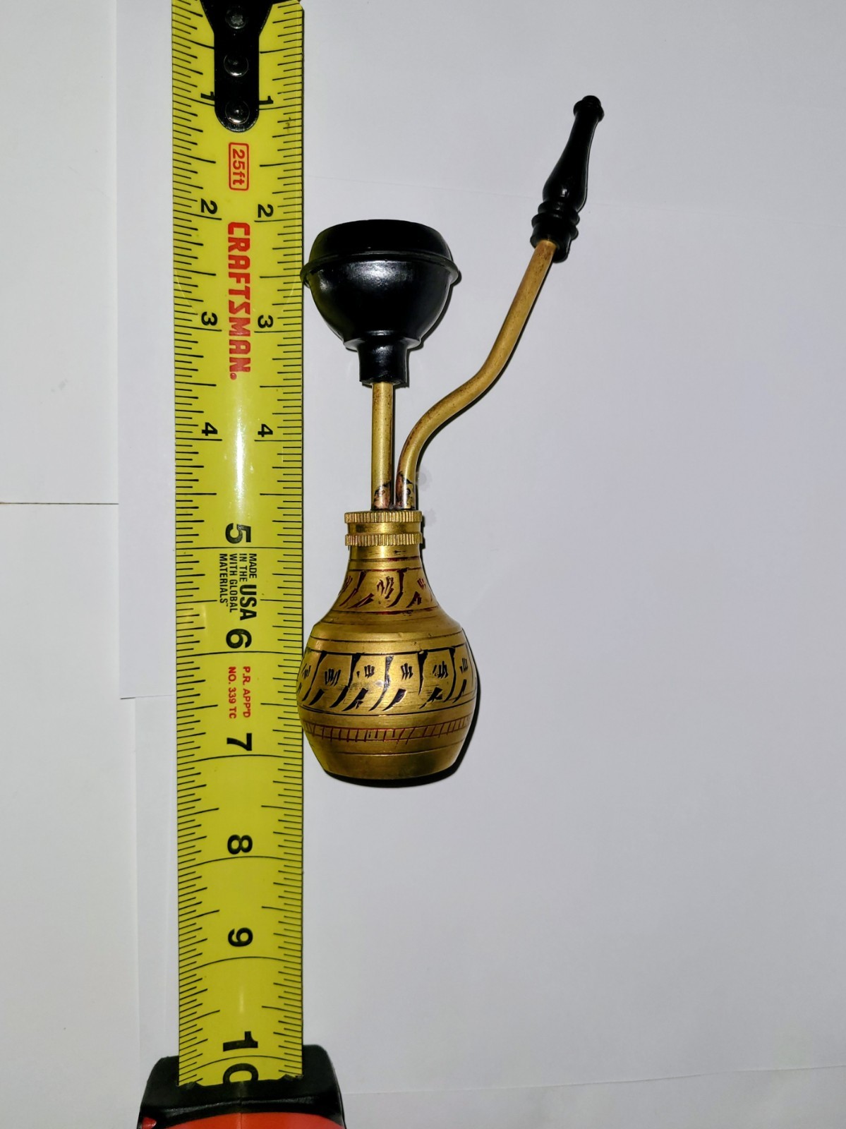 VINTAGE BRASS POCKET HOOKAH Water Pipe India Etched/Painted Handmade Pipe