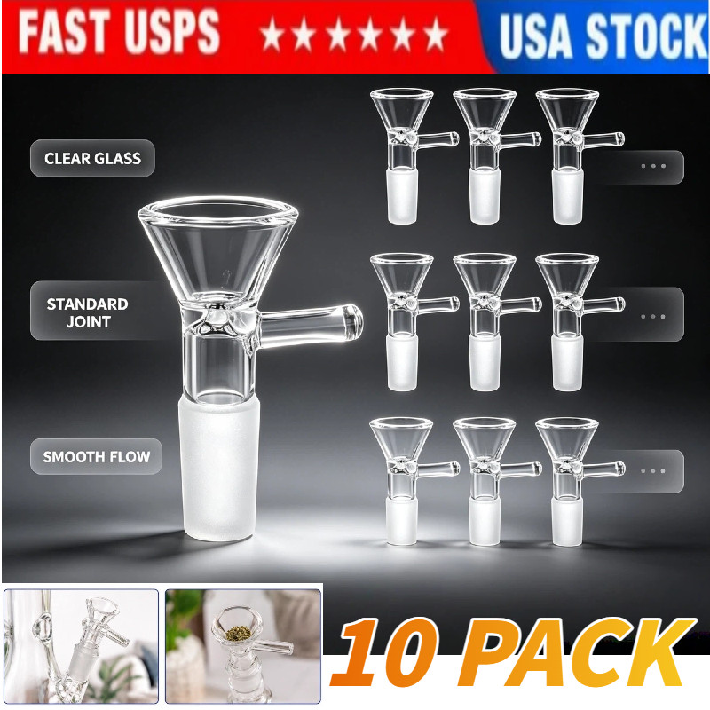 10 PCS – 14mm Male Glass Bowl for Water Pipe and Bong Replacement Heads, US SHIP