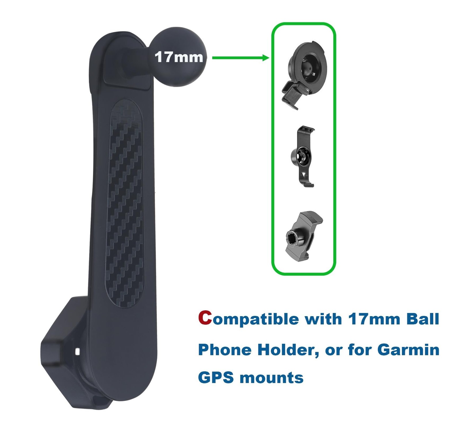Aluminium 17mm/0.67&Prime; Ball Mount Extension Arm, Solid 17mm Vent Clip Ball Exte…
