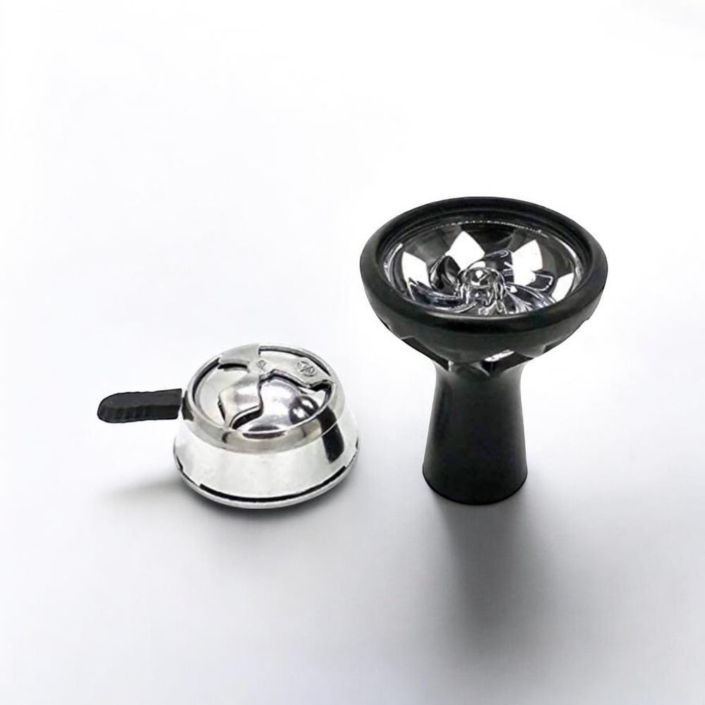 Hookah Bowl Silicone Glass Set w/ Charcoal Heat Management System