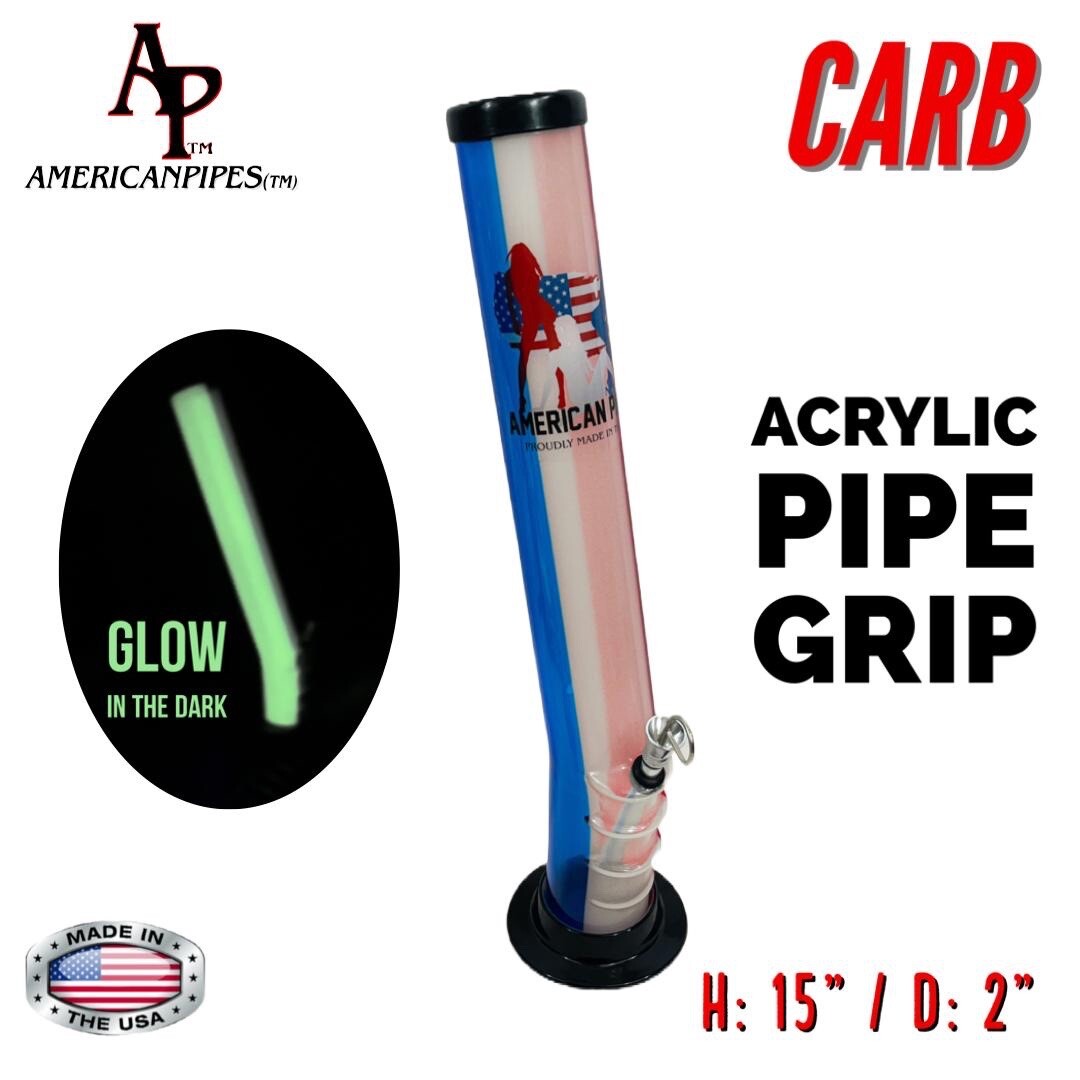 AMERICAN PIPES™15&Prime; GRIP ACRYLIC HOOKAH WATER PIPE GLOW IN THE DARK MADE IN USA