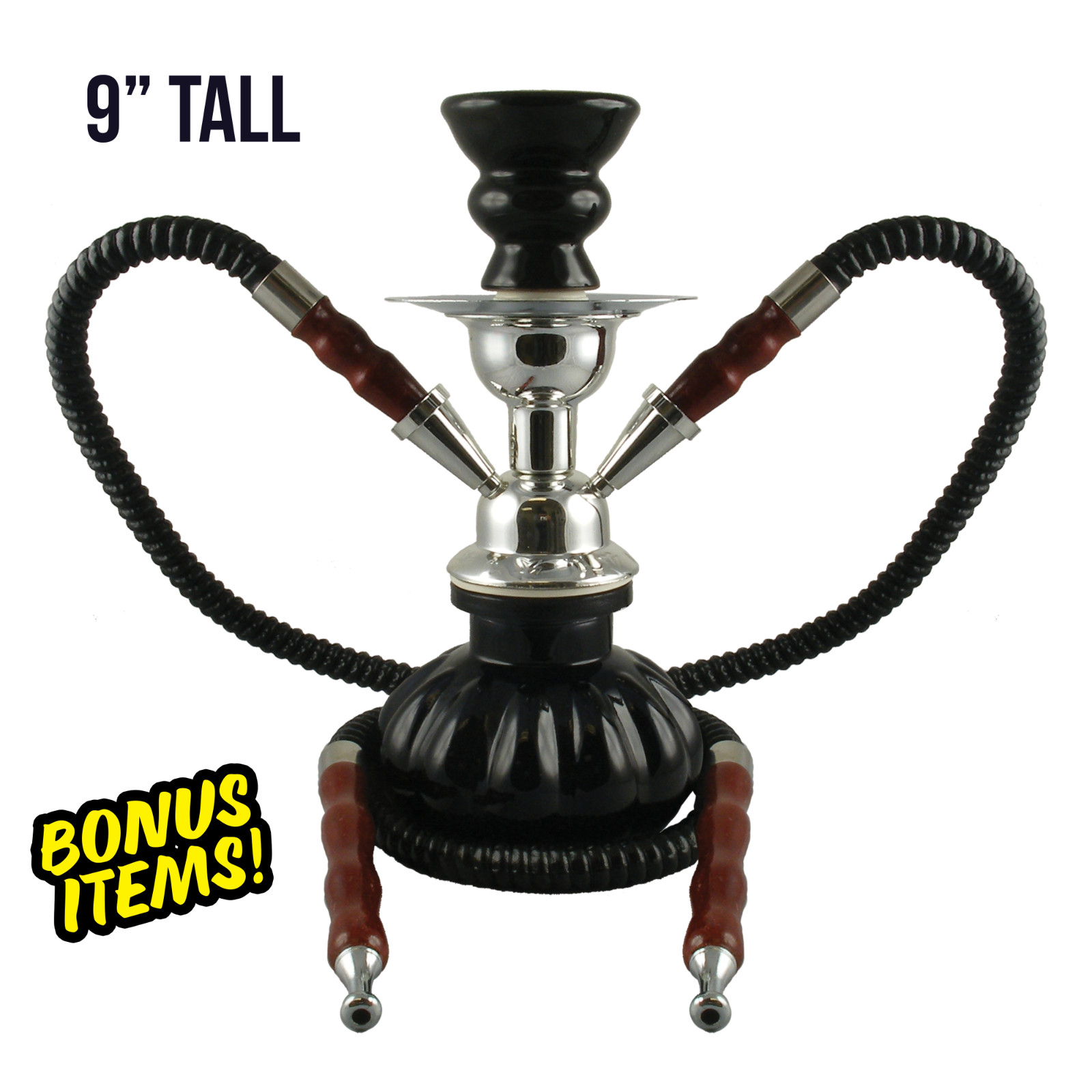9&Prime; Black 2 Hose Hookah Set Pumpkin Premium Hookah Shisha FAST SHIPPING