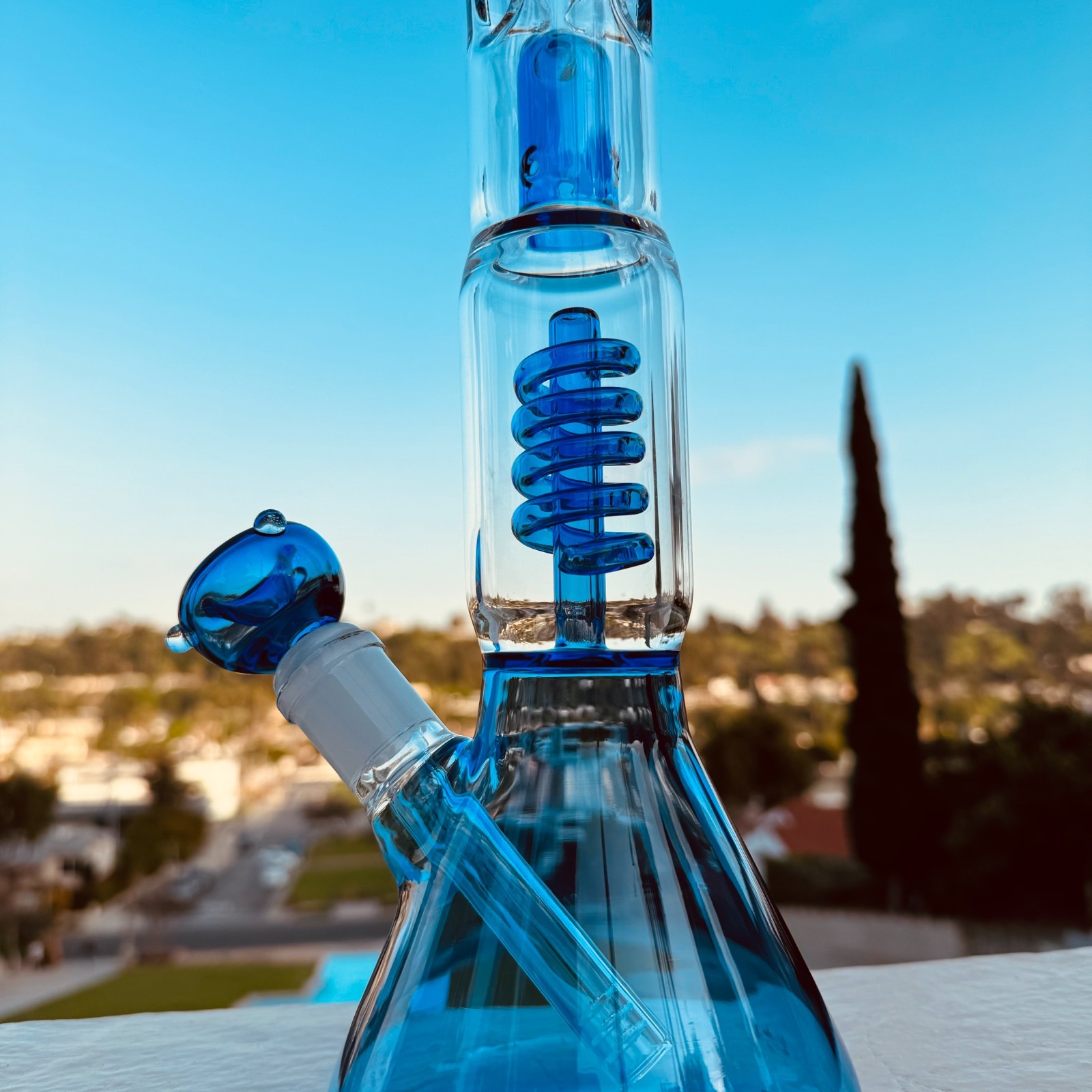 13inch Glass Heavy Bong Hookah Water Pipe Heavy Beaker 14mm Bowl in Blue