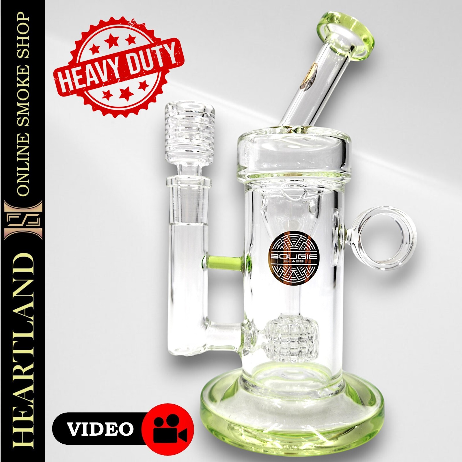 8&Prime; Bougie Thick HEAVY DUTY Heady Glass Beaker Bong – VORTEX MATRIX PERC – GREEN
