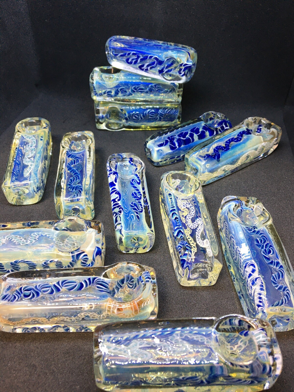 XC23B MINI BLOCK SQUARE BODY TOBACCO TUBE SMOKING HAND PIPE BLOWN GLASS 2.5” USA