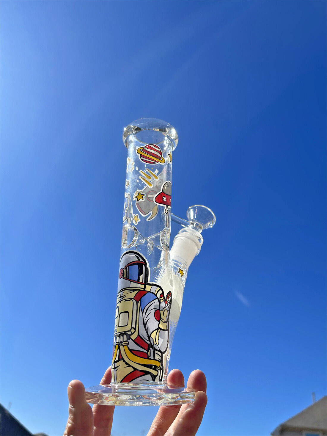 Glow In The Dark 8 Inch Space Theme Glass Water Pipe Bong Bubbler Blind Box