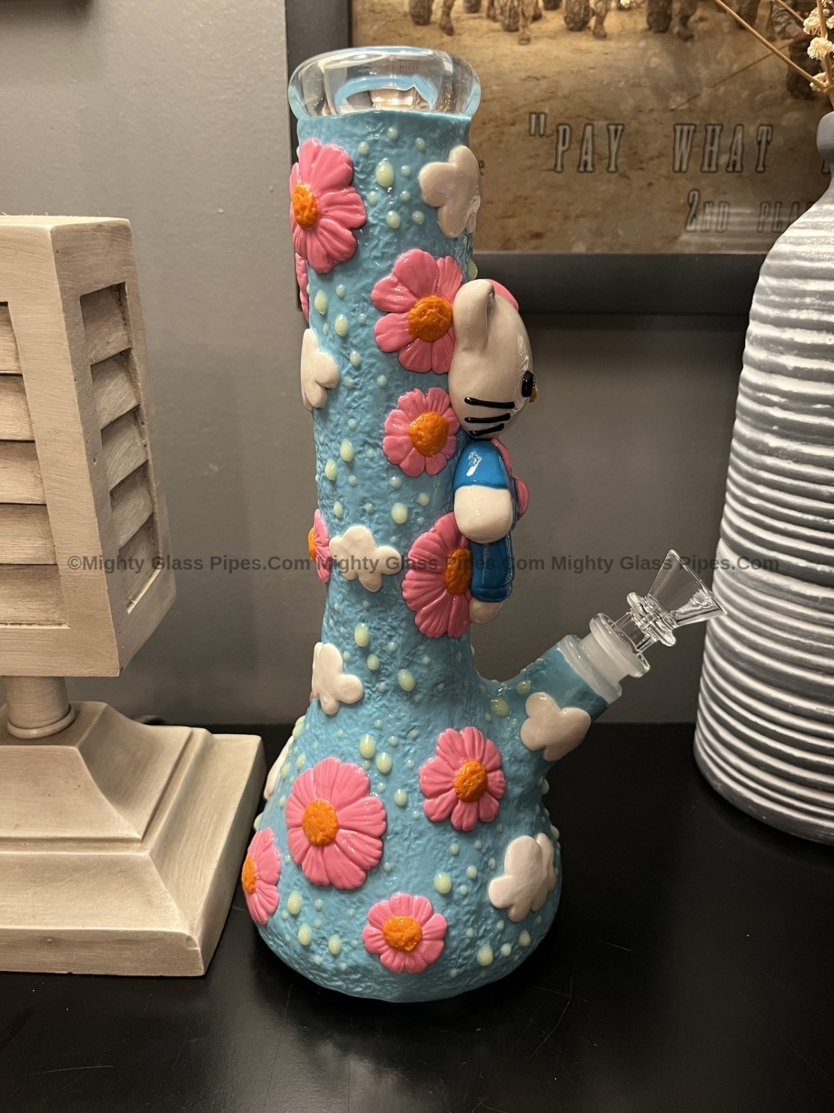 Kitty Heavy Duty Glass Bong Glass Water Pipe Smoking Tobacco Pipe Beaker 14MM