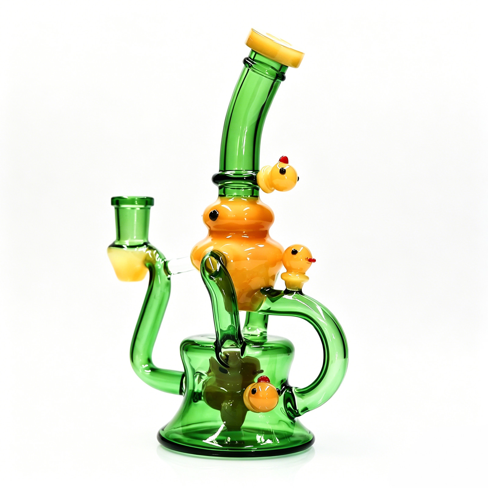 Hookah 8in Glass Bong and Water Pipes Smoking RECYCLER Bongs w/ 14mm bowl Duck