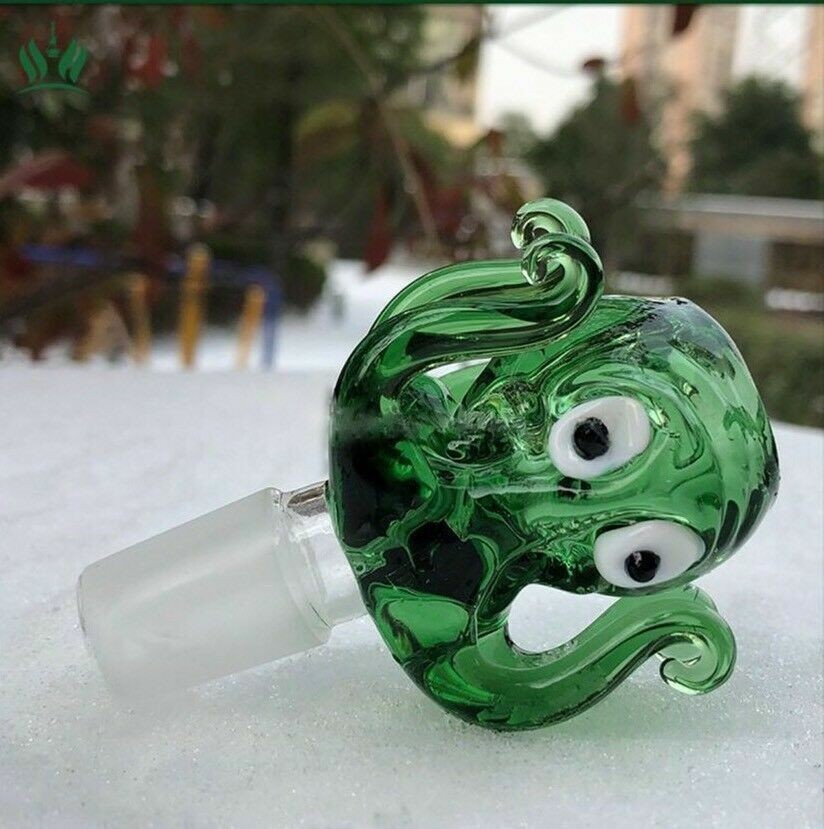 Primium 14mm Green Thick Glass Octopus Bong Bowl Head Piece Bong Bowl Holder