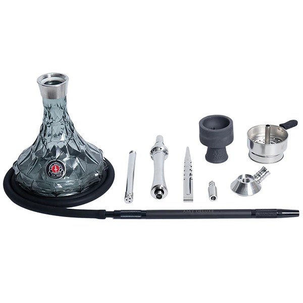 New AMY Deluxe SS38.02 Black German Hookah Stainless Steel Full Set Single Hose