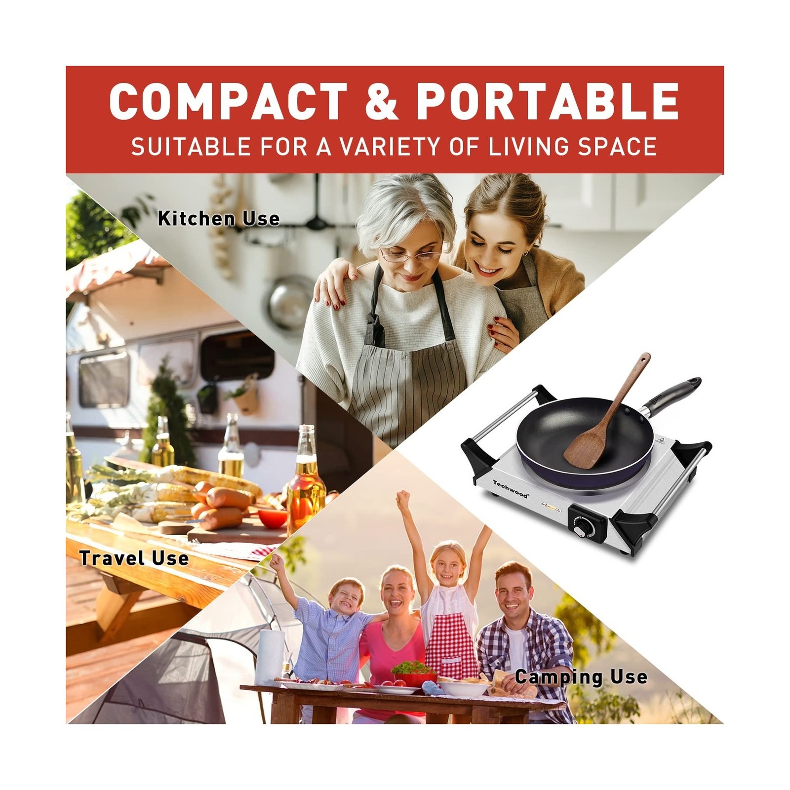 Hot Plate, Techwood Single Burner for Cooking, 1500W Countertop Ele… Fast Ship