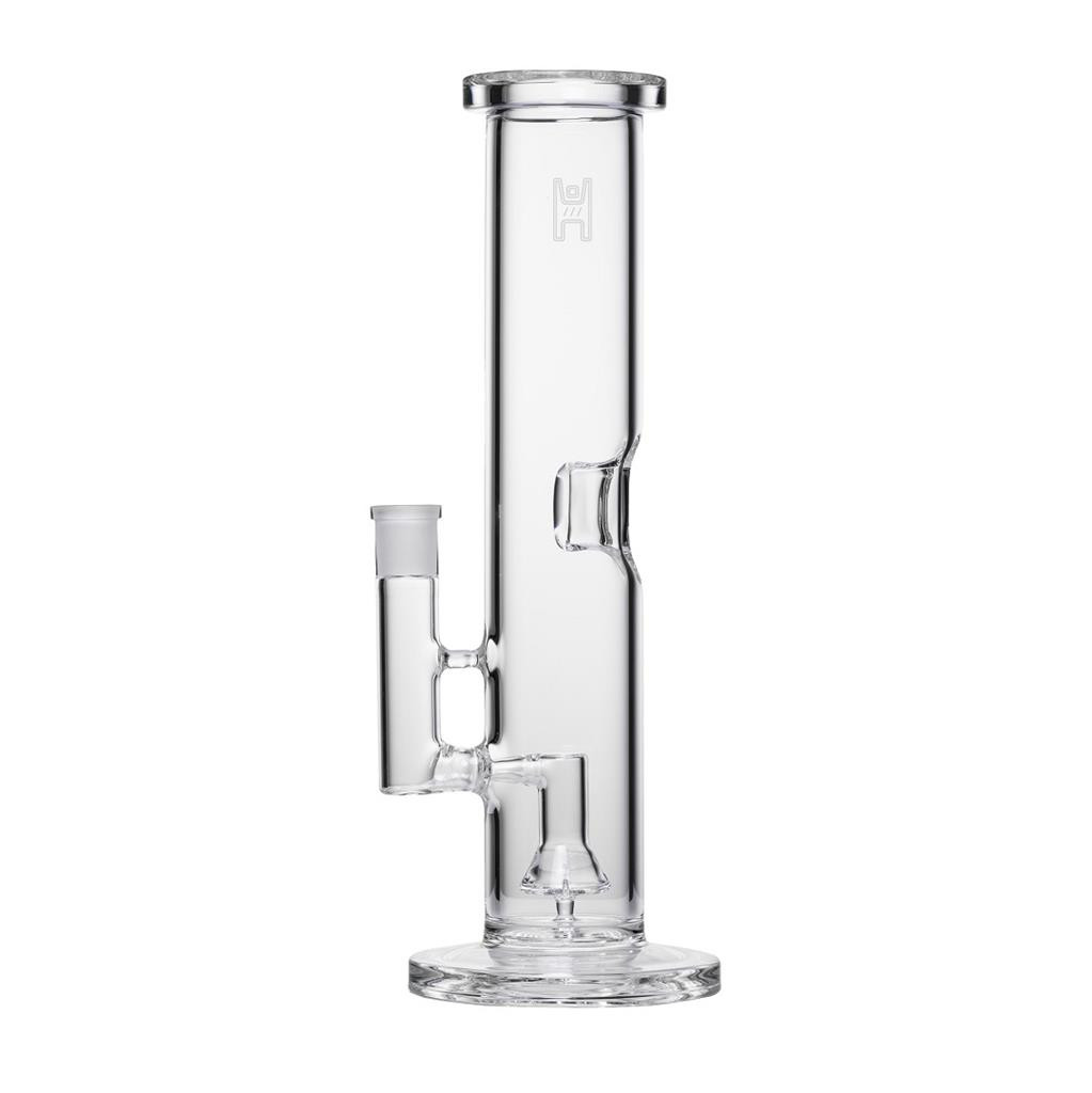 Human Grade 12&Prime; Tube Water Pipe CLEAR W BLACK ACCENT Thick Boro Glass
