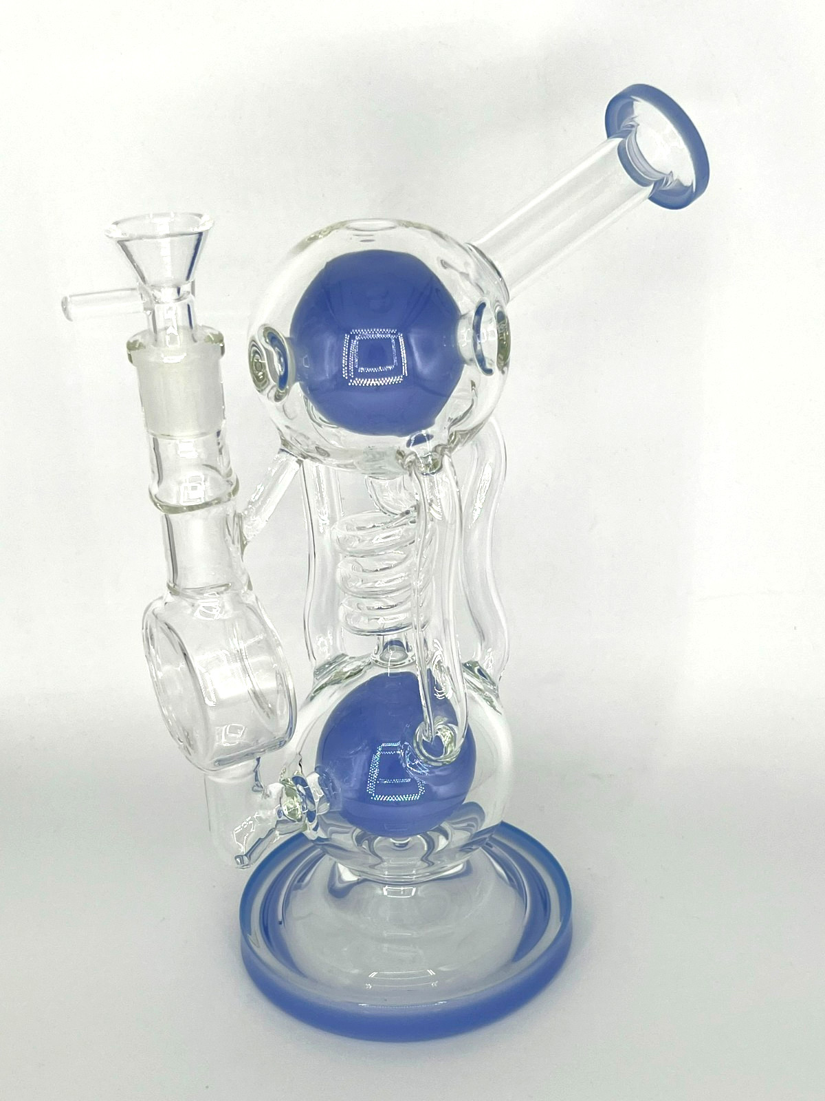 10&Prime; DOUBLE BUBBLE BIG RECYCLER PERC BONG RIG-BENT NECK-14MM BOWL-2 FREE GIFTS💎