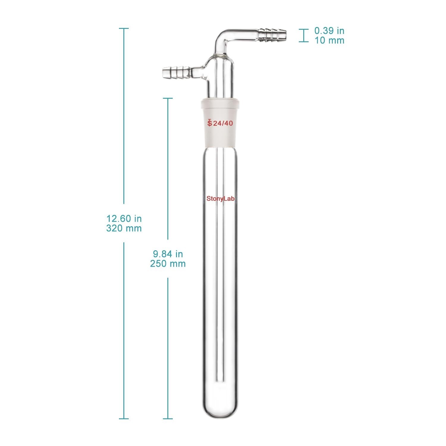 stonylab Glass Vacuum Cold Trap Bubbler with 10mm Serrated Hose, 250mm Length…