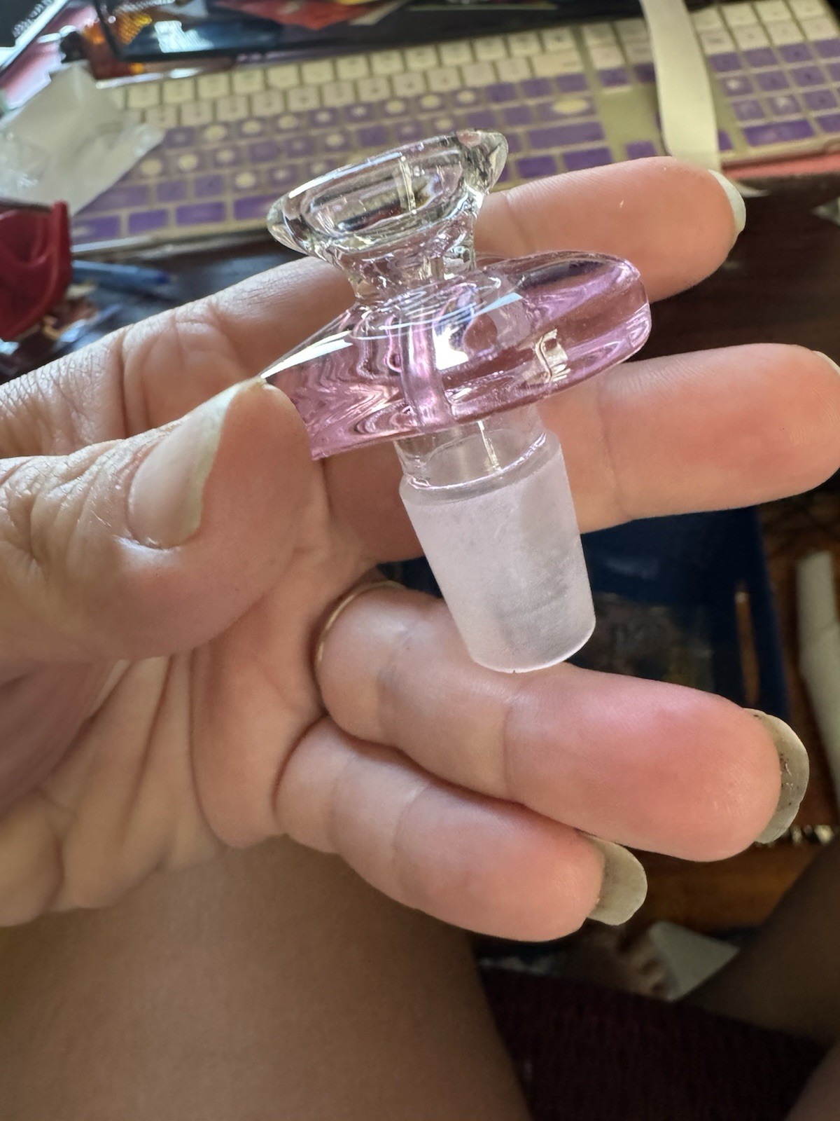 18mm Slide Bowl For Bong Pink HEART LOVE 18mm Bowl Girly Cute