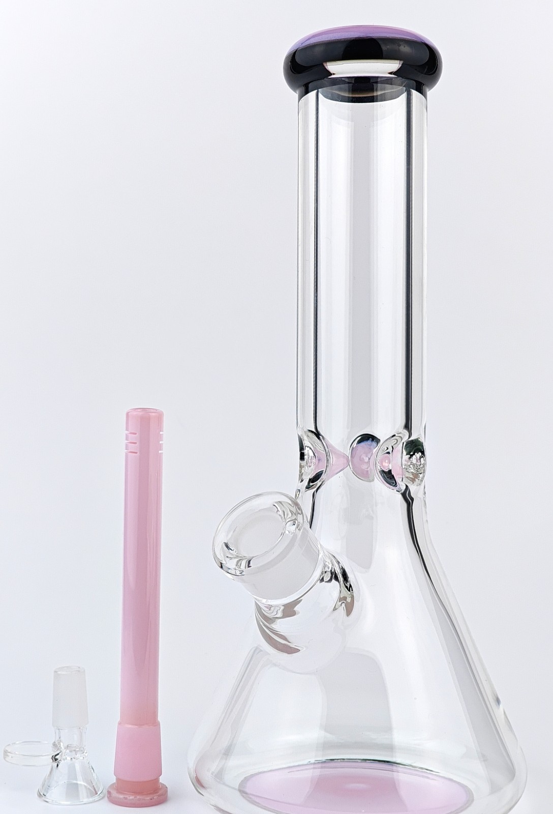 9mm Thick Glass Bong, 12 Inches Tall, Ice Pinch, Diffuser & Bowl – Pink