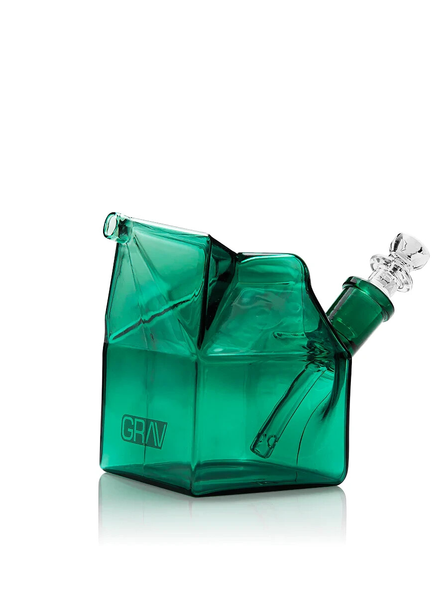 GRAV® Milk Carton Bubbler Glass Water Pipe – Lake Green