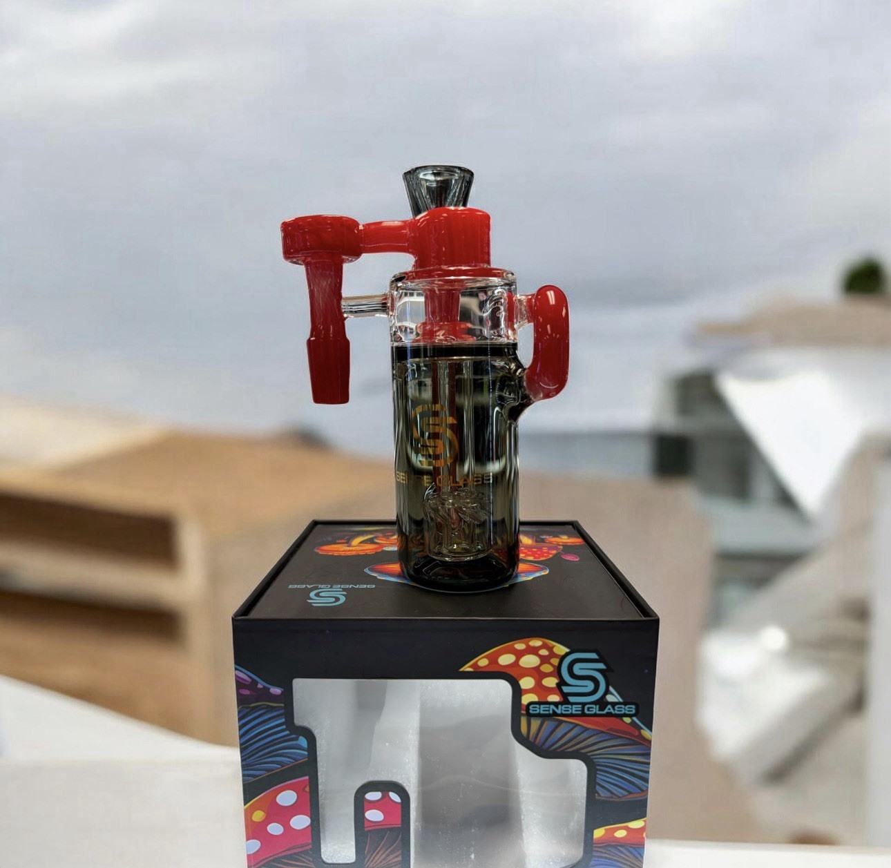 Premium Glass Ash Catcher – RED | 14mm Joint | For Tobacco Use Only (18+)