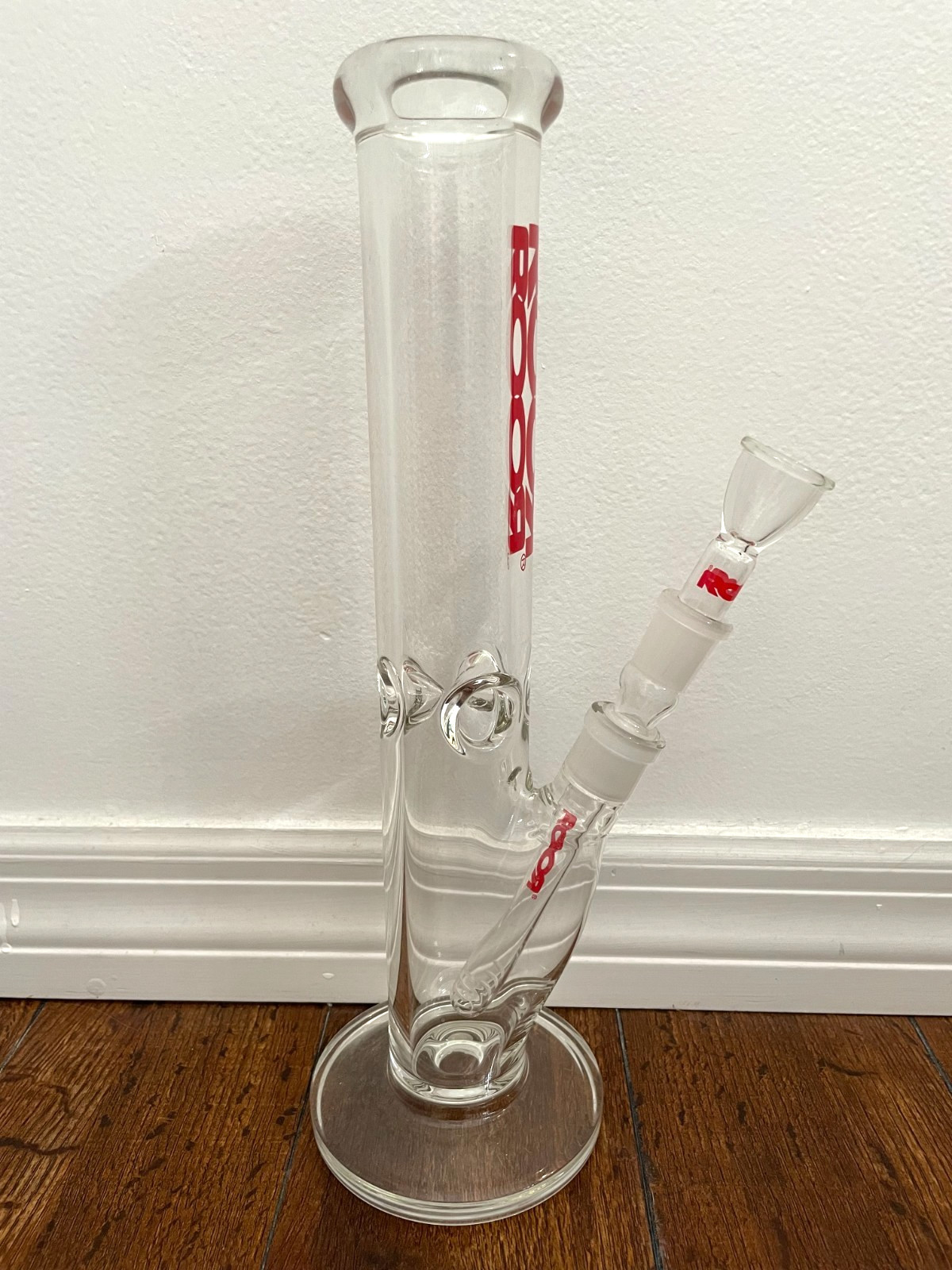 14” Premium Glass Water Pipe Straight Tube Red 18mm