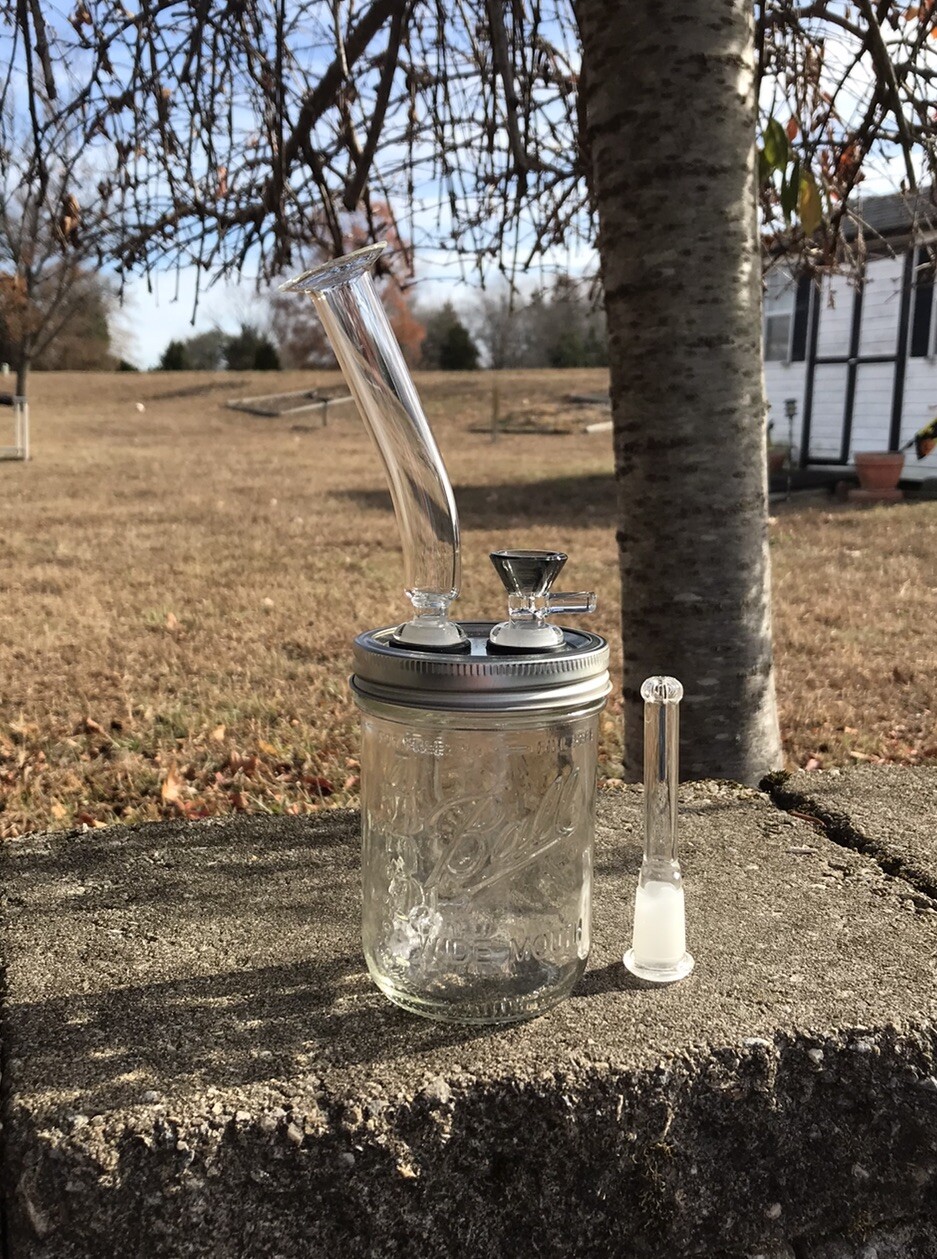 Showerhead Downstem Mason Jar Bong 16oz 14mm Mouthpiece Bowl Water Pipe Bubbler