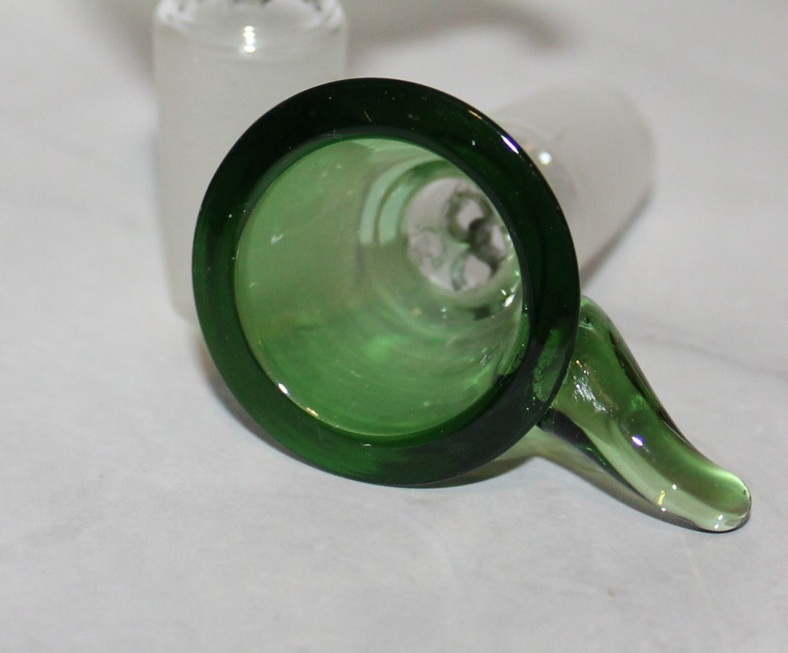 14mm – ECONOMY GREEN HORNED Glass Tobacco smoking glass slide bowl 14 mm