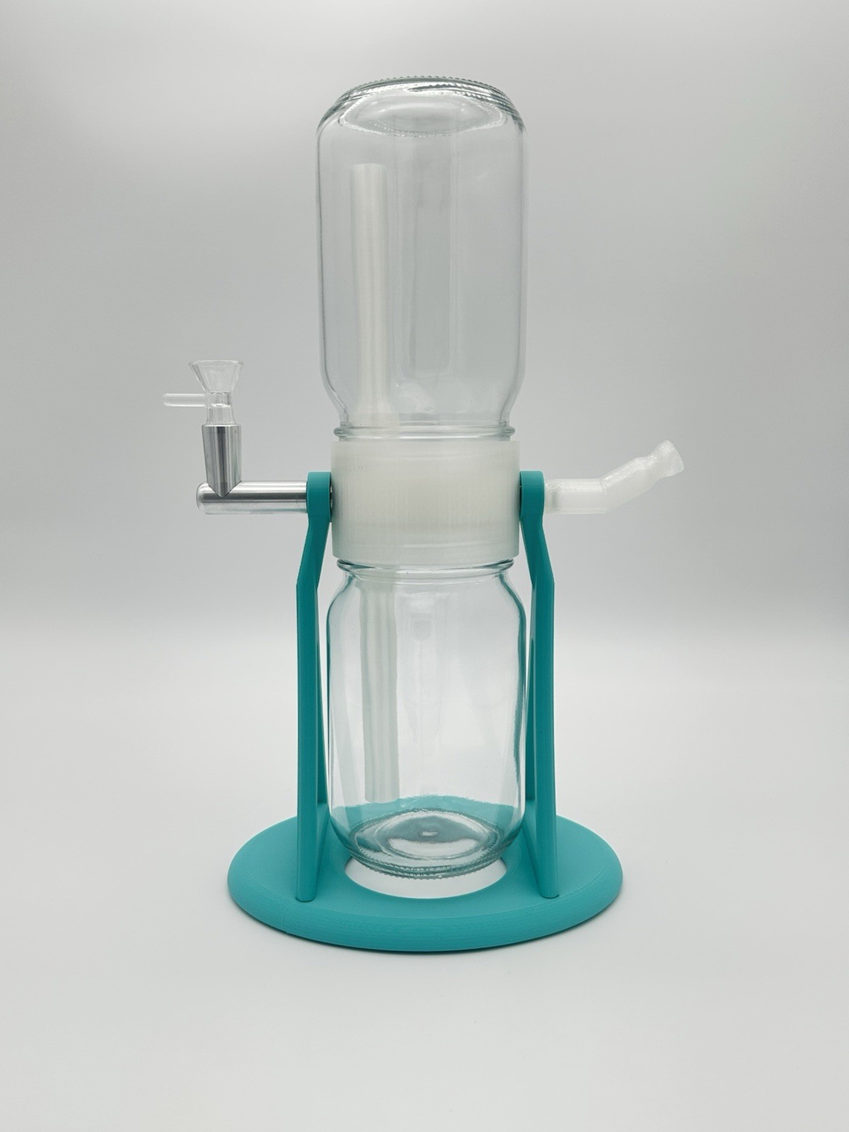 360 Rotating Gravity Bong/Hookah Water Pipe. Teal Blue/Clear Edition