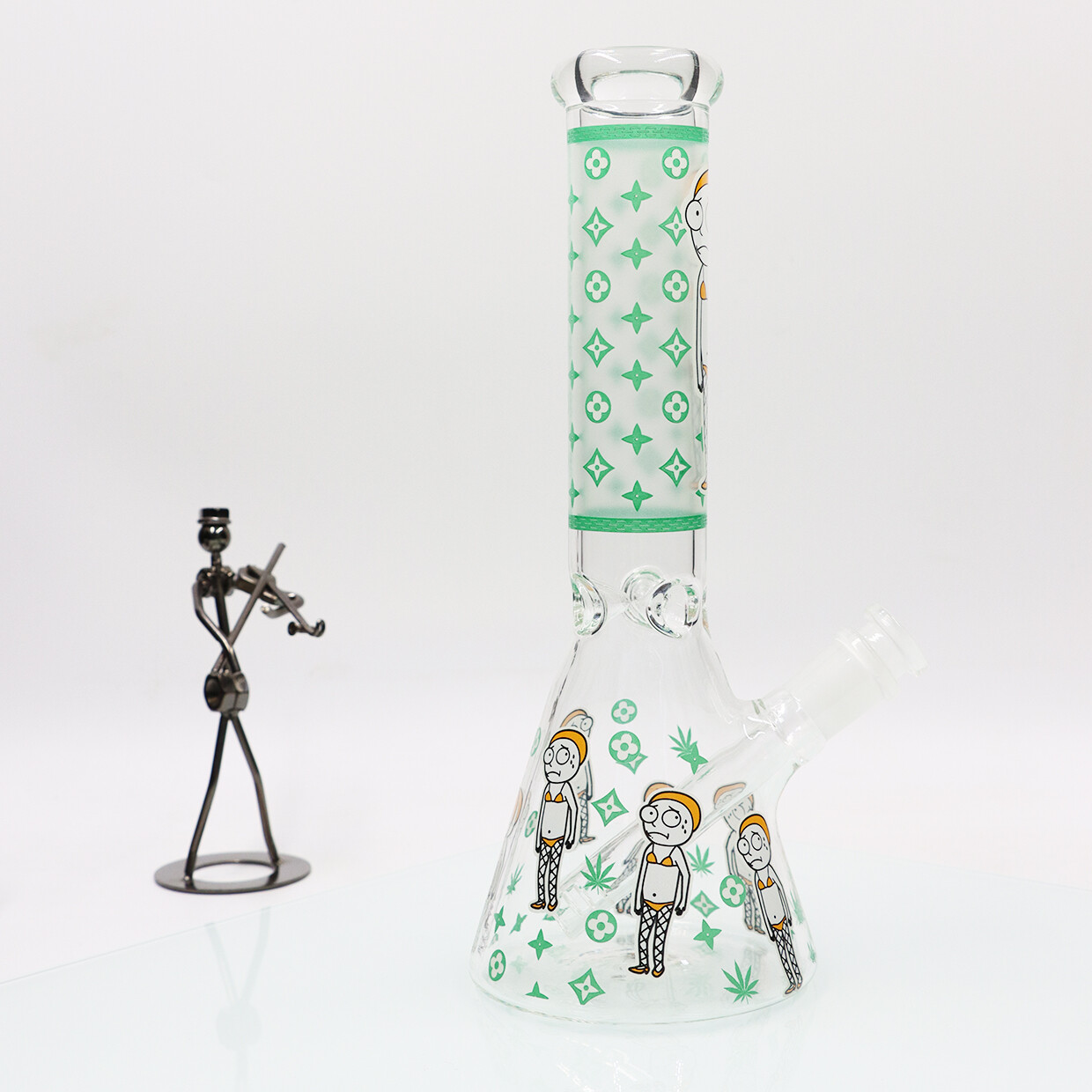 10-inch Glass Bong Smoking Waterpipe Beaker With Down stem and 14mm bowl Green