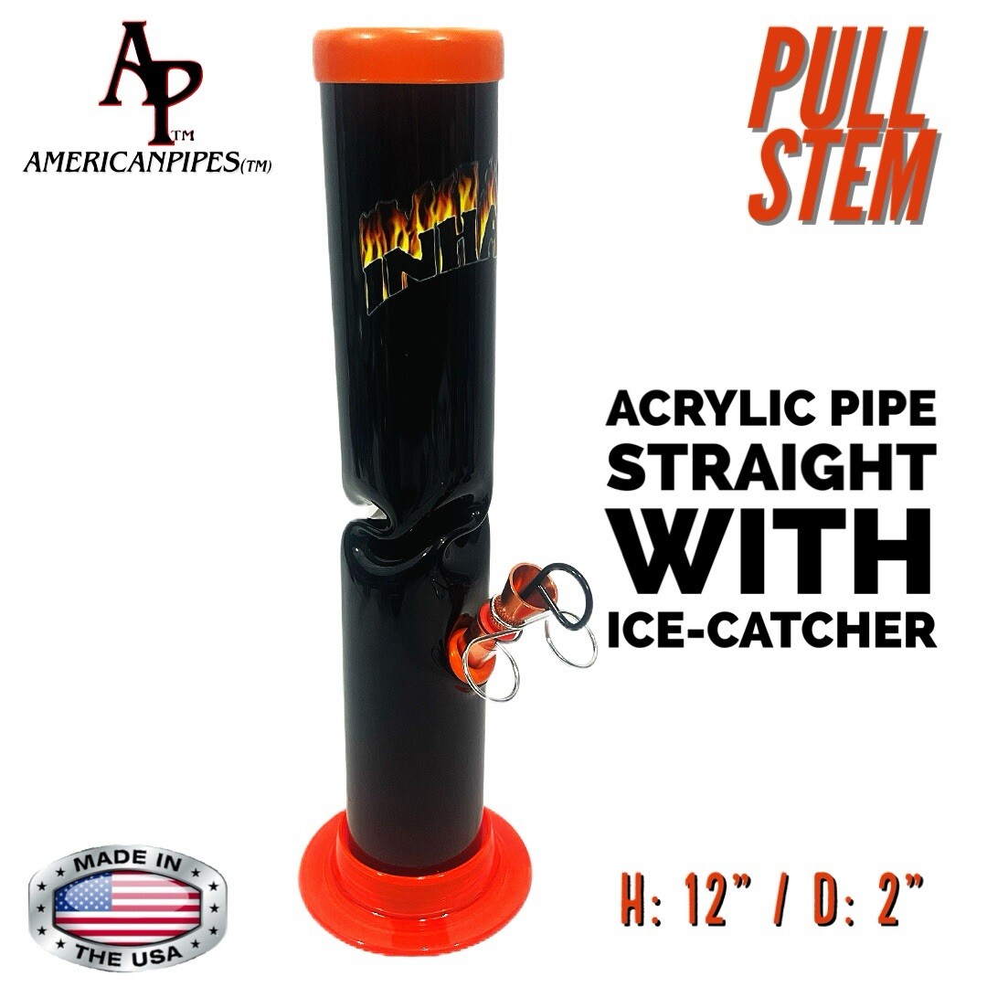 INHALE®️12&Prime; STRAIGHT ICE CATCHER ACRYLIC HOOKAH PIPE PULL STEM MADE IN THE USA