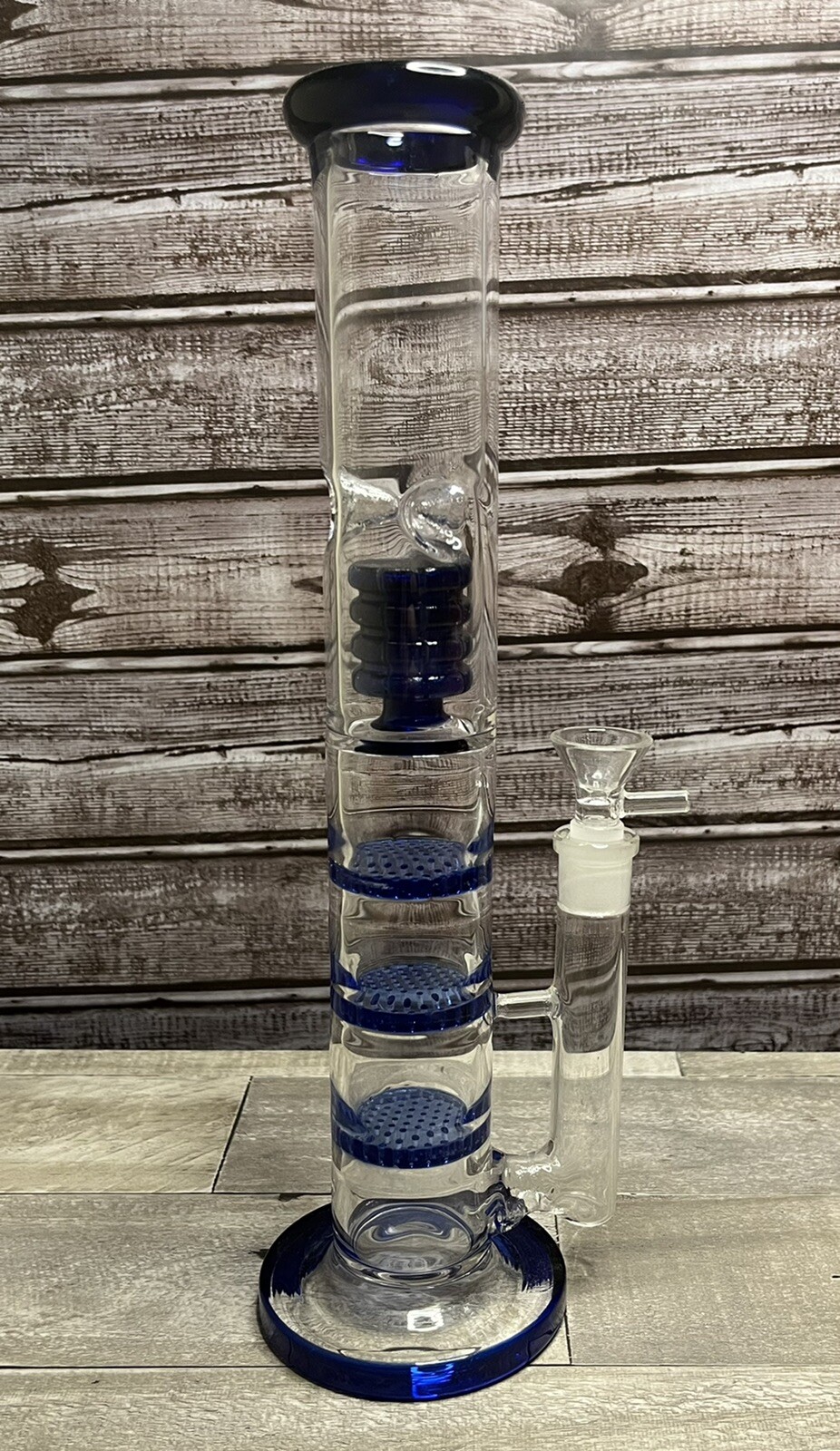 12.6 » Blue Honeycomb Filter Glass Bong Smoking Hookah Percolator Water Pipe