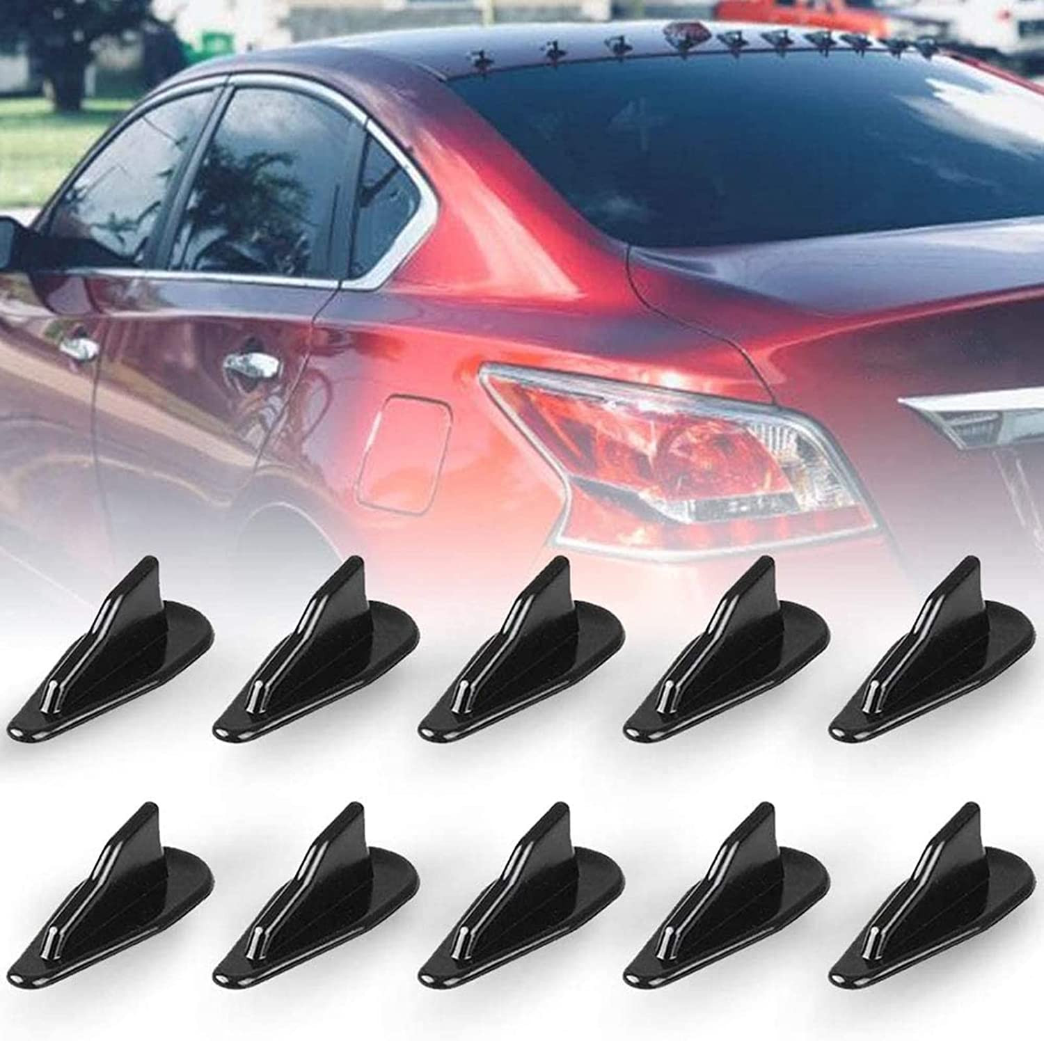 10Pcs/Set Diffuser Shark Fin Kit Compatible with Spoiler Roof Wing Air Vortex Ge