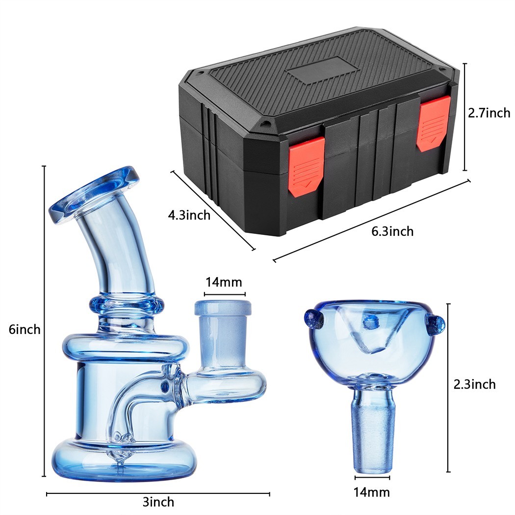 4.3&Prime; Mini Glass Bong Smoking Tobacco Glass Water Pipe with 14mm Bowl and Box
