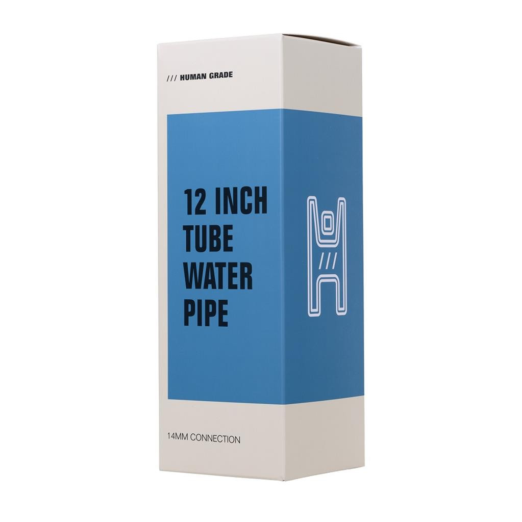 Human Grade 12&Prime; Tube Water Pipe CLEAR W BLACK ACCENT Thick Boro Glass