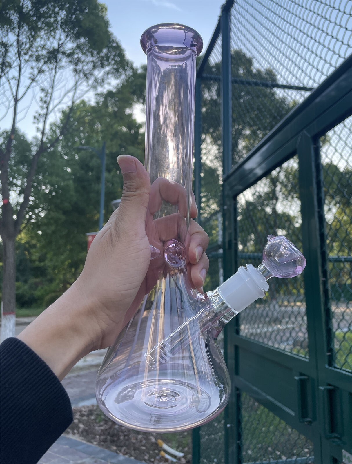 10inch Heavy Glass Bong Red Tree Water Pipe Smoking Beaker 14mm Bowl hookah