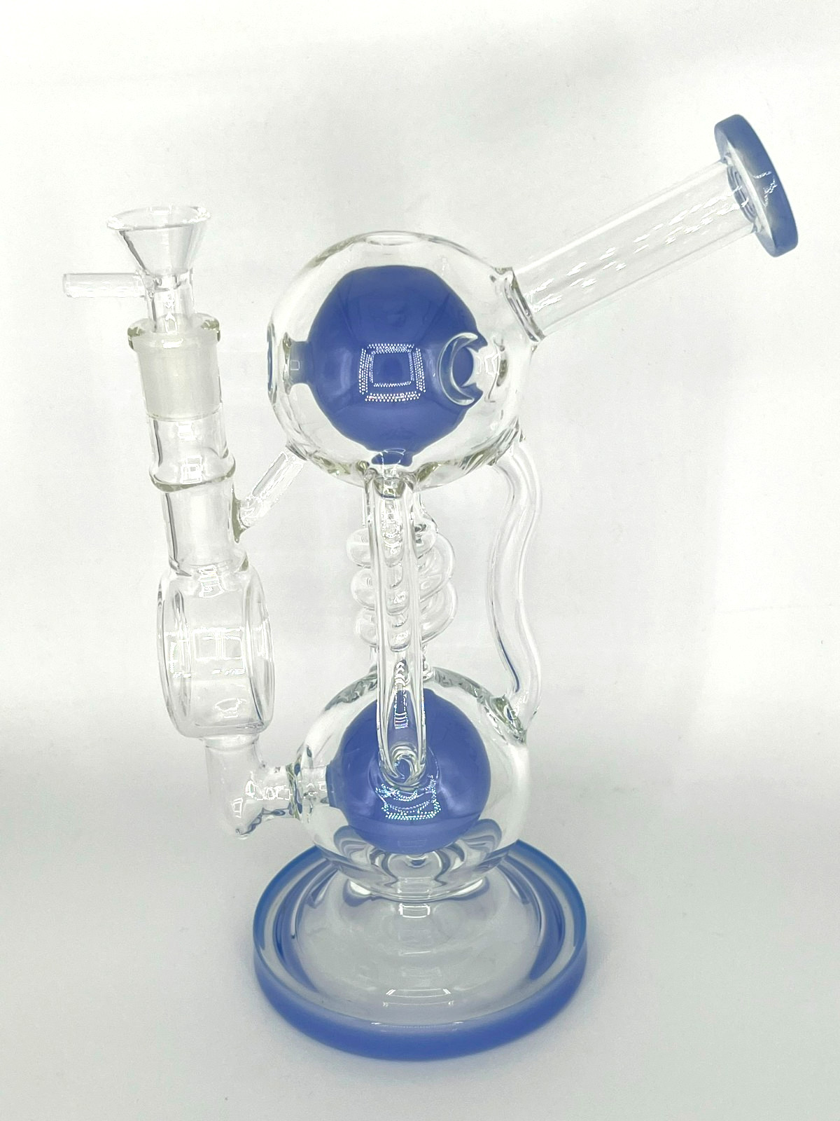 10&Prime; DOUBLE BUBBLE BIG RECYCLER PERC BONG RIG-BENT NECK-14MM BOWL-2 FREE GIFTS💎