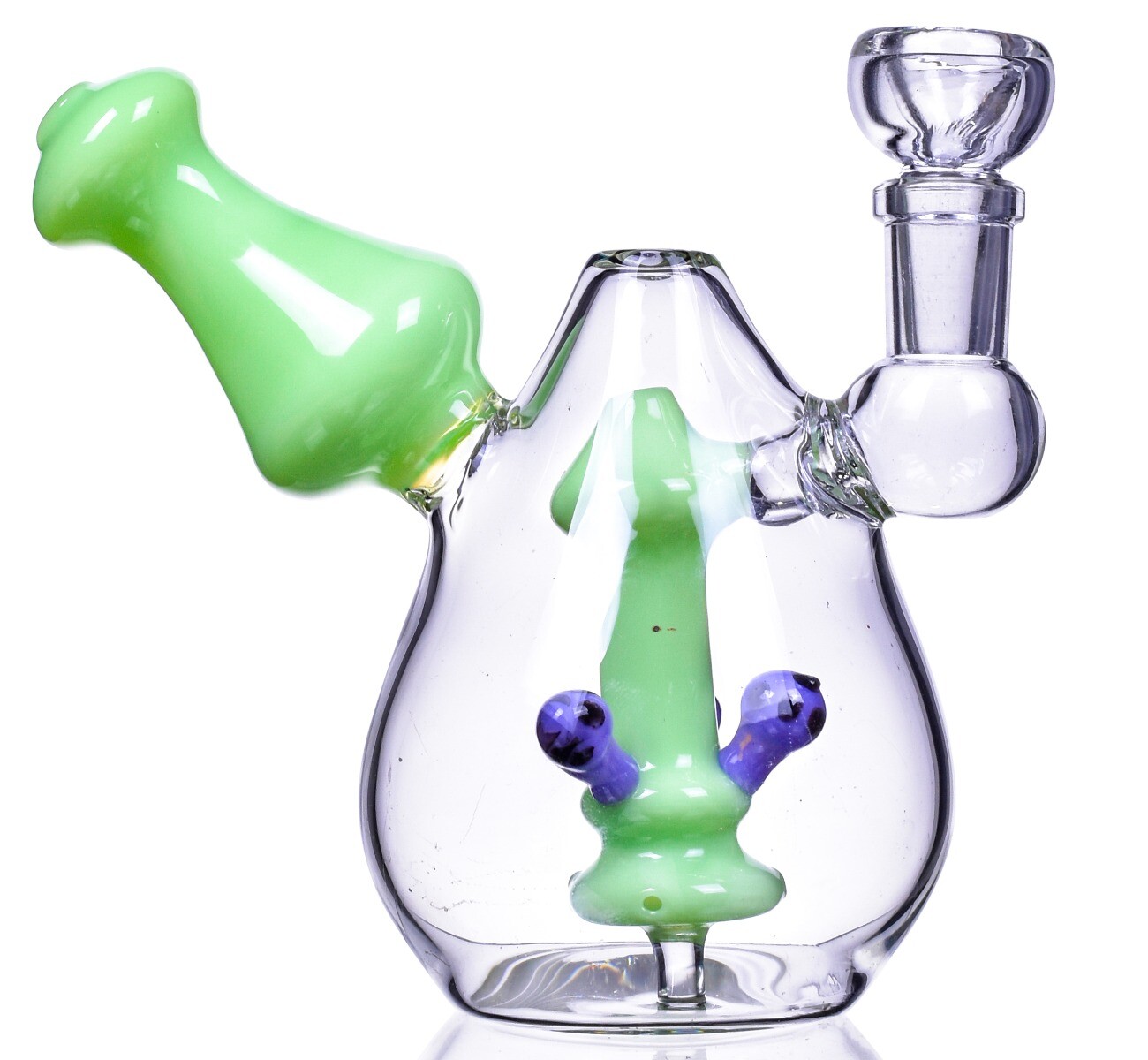THICK Mushroom Perc BONG Spherical Glass Water Pipe GREEN Pipe Hookah *USA*