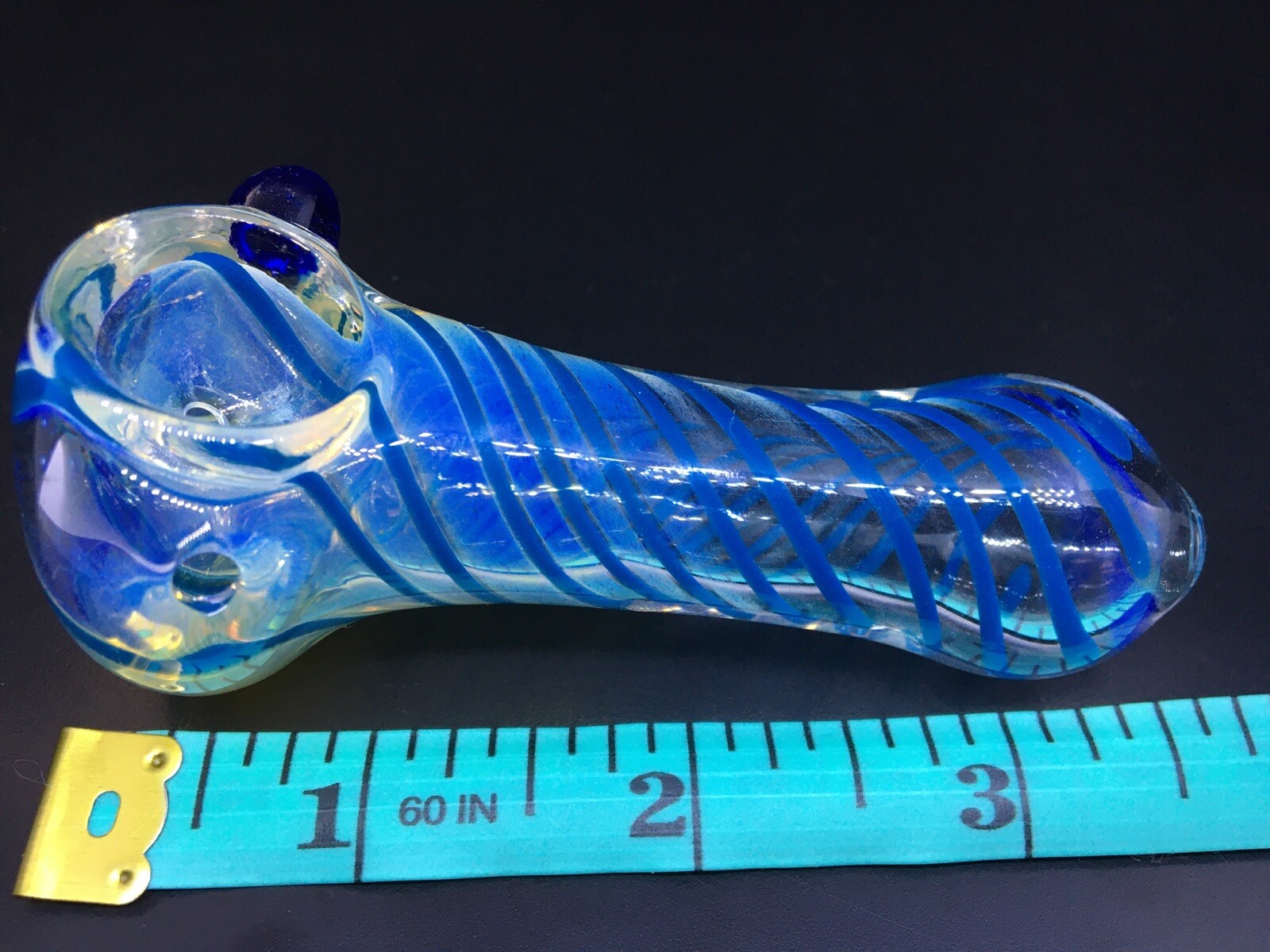 HEAVY THICK BLOWN GLASS BOWL HAND PIPE USA 3.5” KB15A SPOON SWIRL PIPA TOBACCO 1