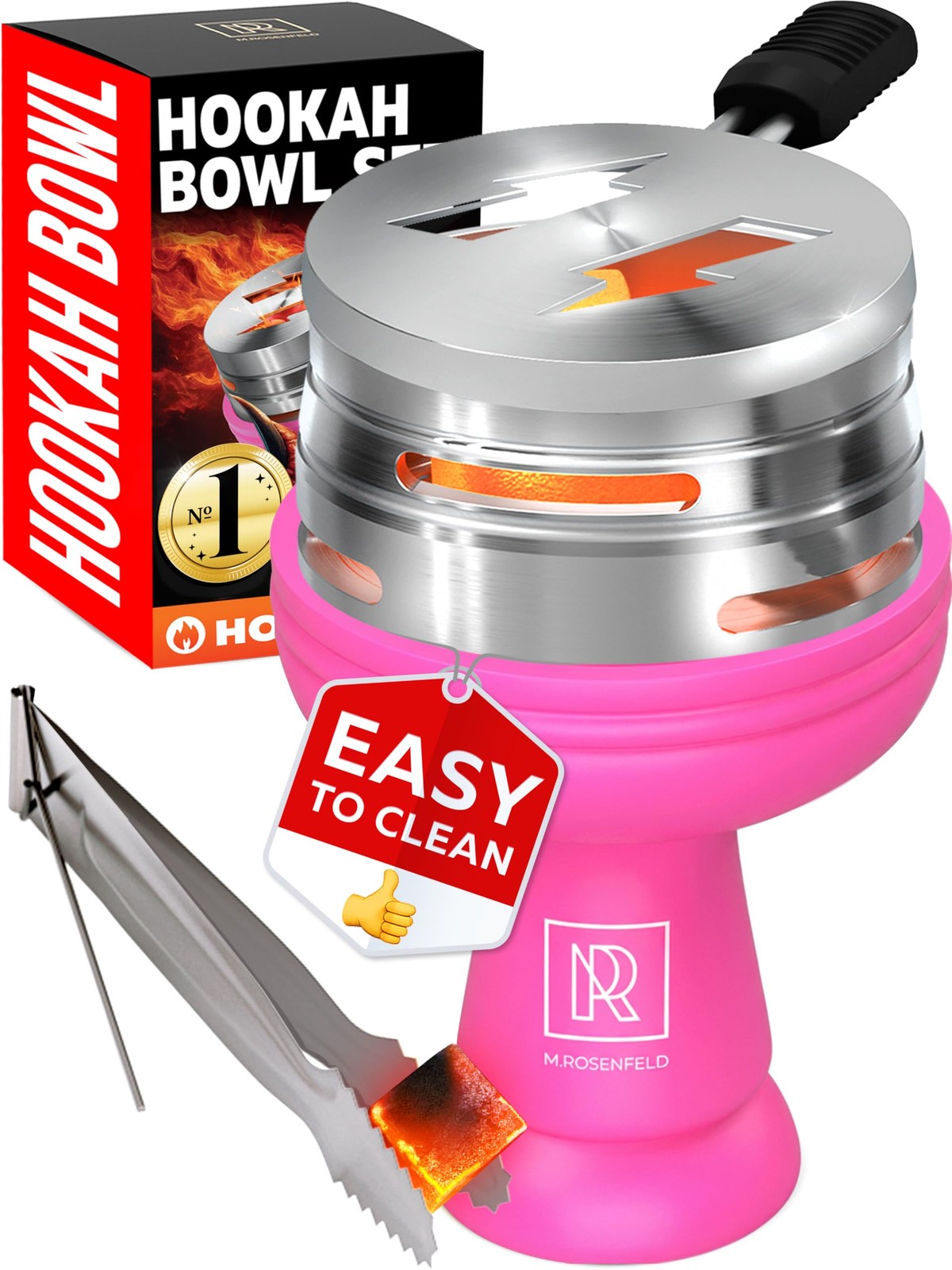 M. ROSENFELD Hookah Bowl Pink Set Silicone – Limited Xmas Design Blue Color