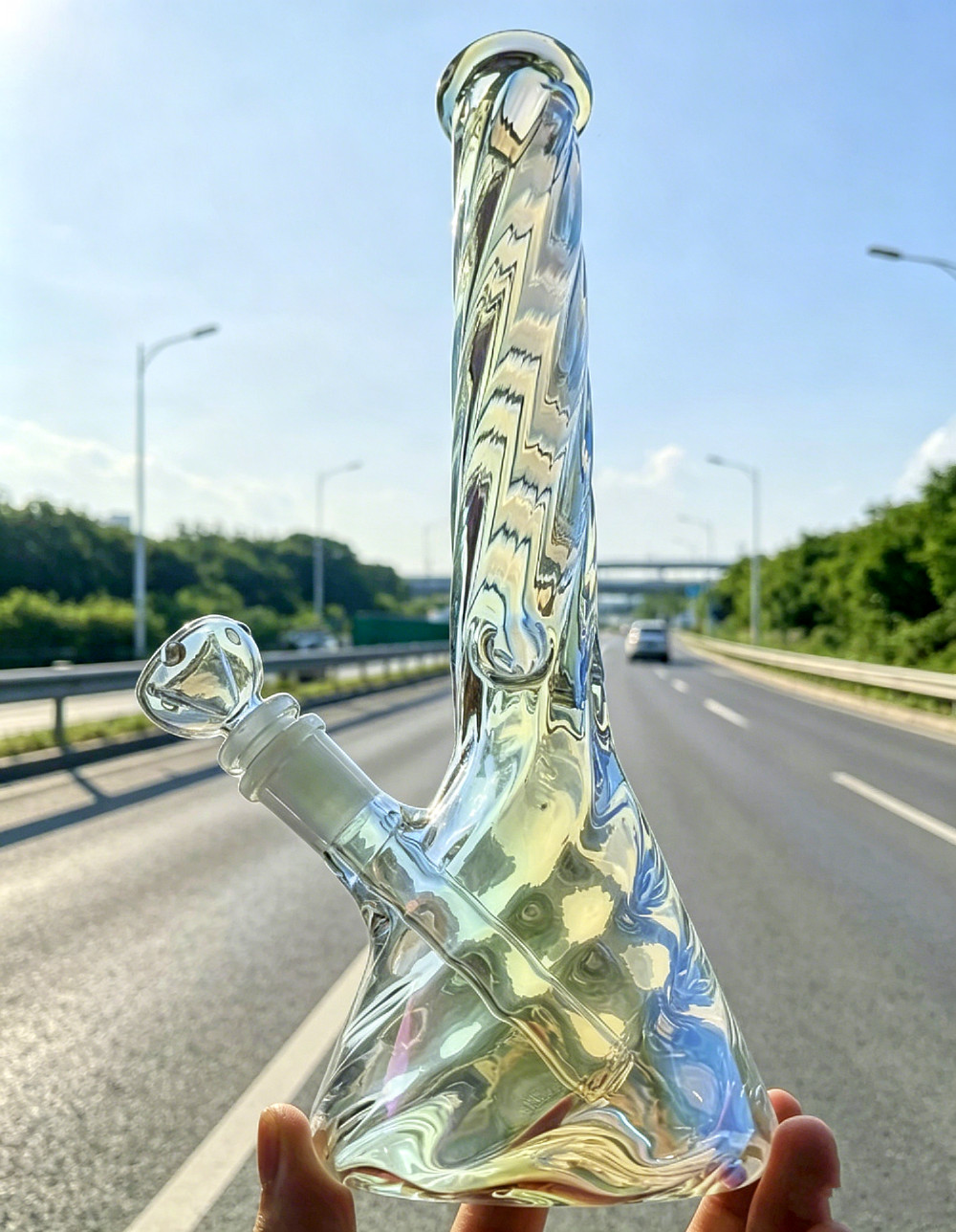 Tall thick Beaker 12“ bong Glass Waterpipe Smoking Recycler with 14MM galss bowl