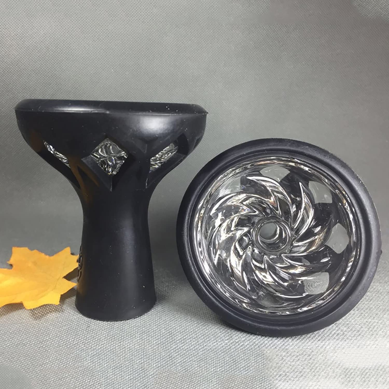 Silicone Hookah Bowl with Hurricane Crystal Glass Core with Wide Hole Easy Cl…