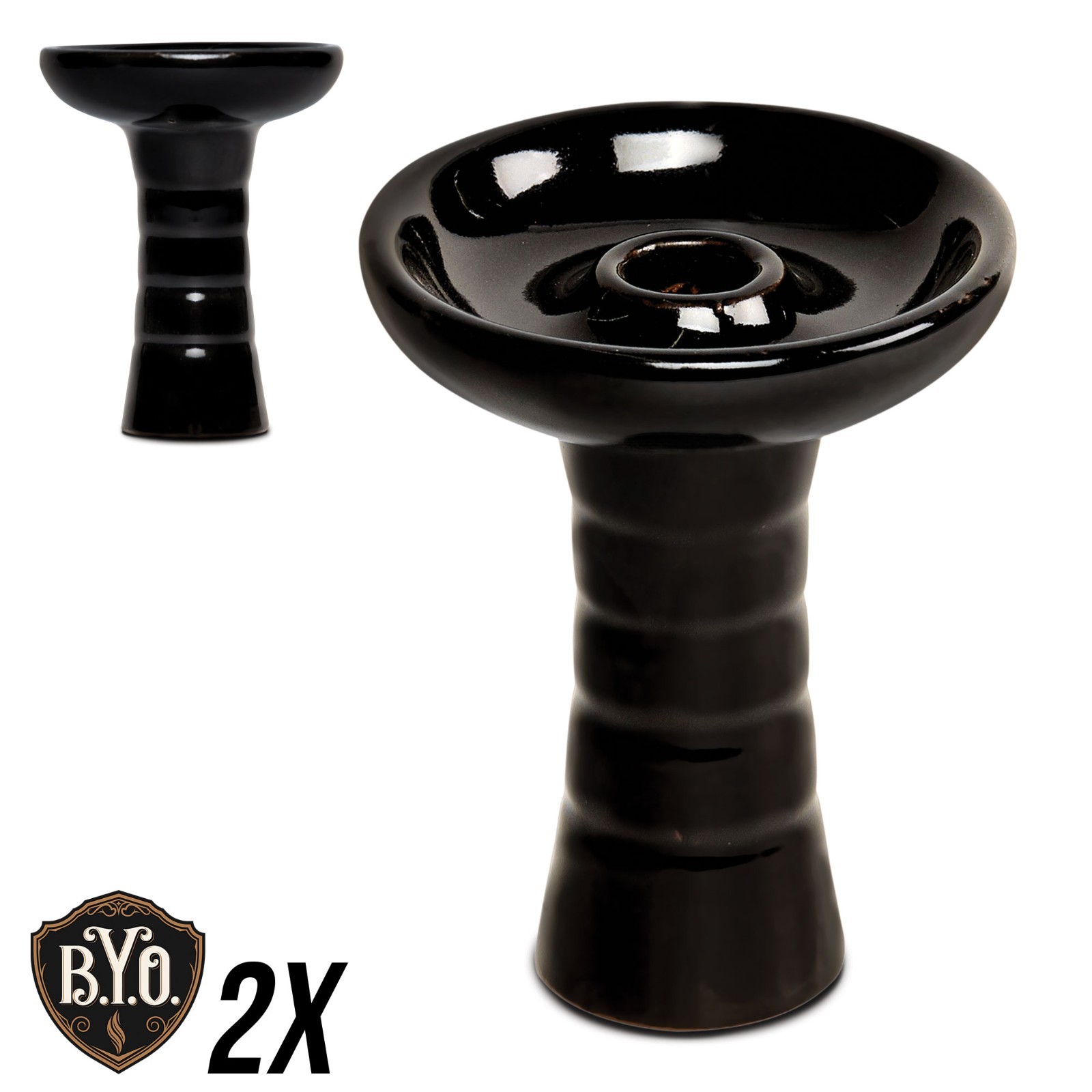 Black Funnel Hookah Bowl BYO Hookahs Ceramic 2X Shisha Pipe + BONUS Phunnel USA
